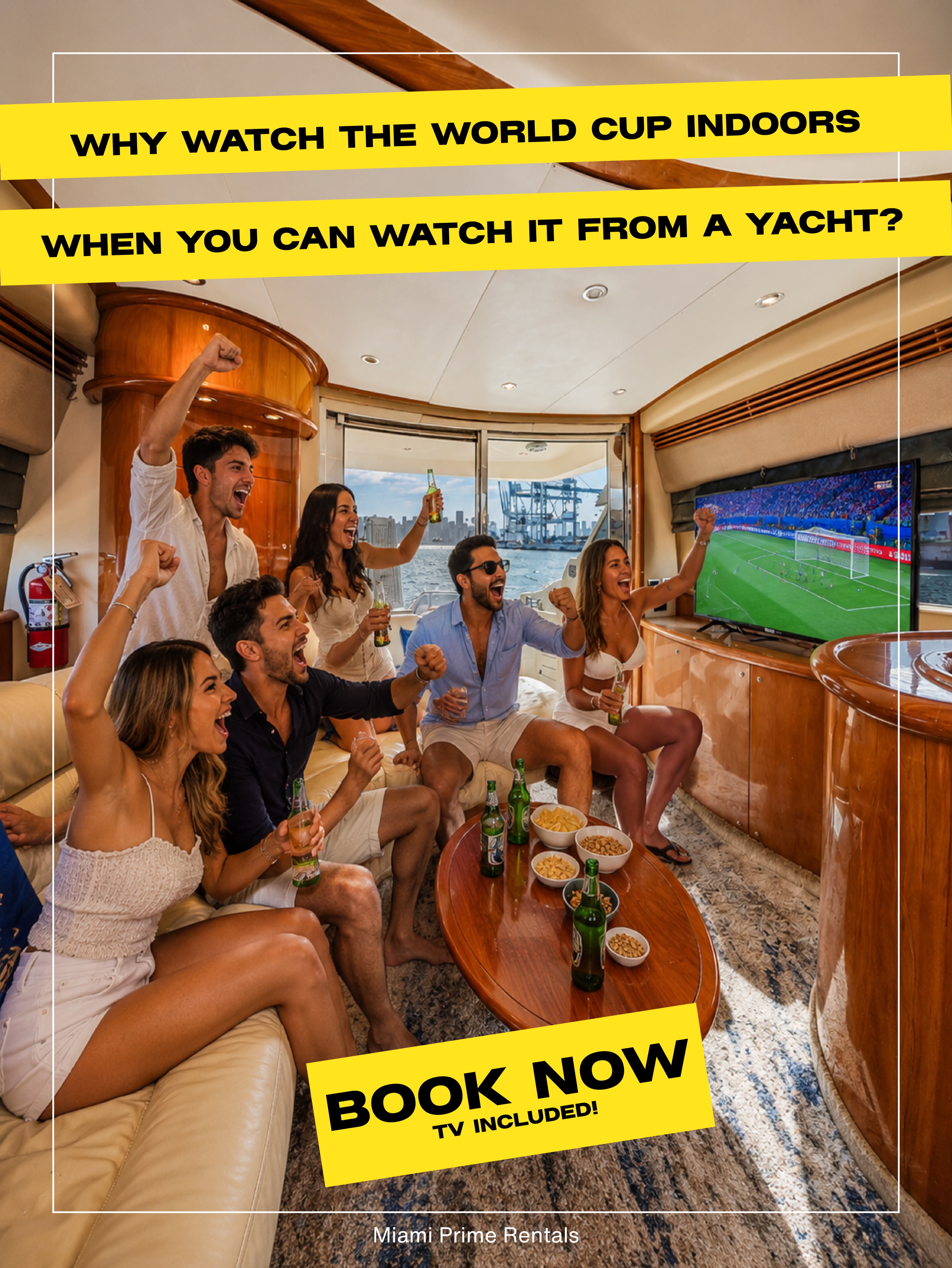 Miami Prime Rentals Facebook ad: Watch the World Cup on one of our…