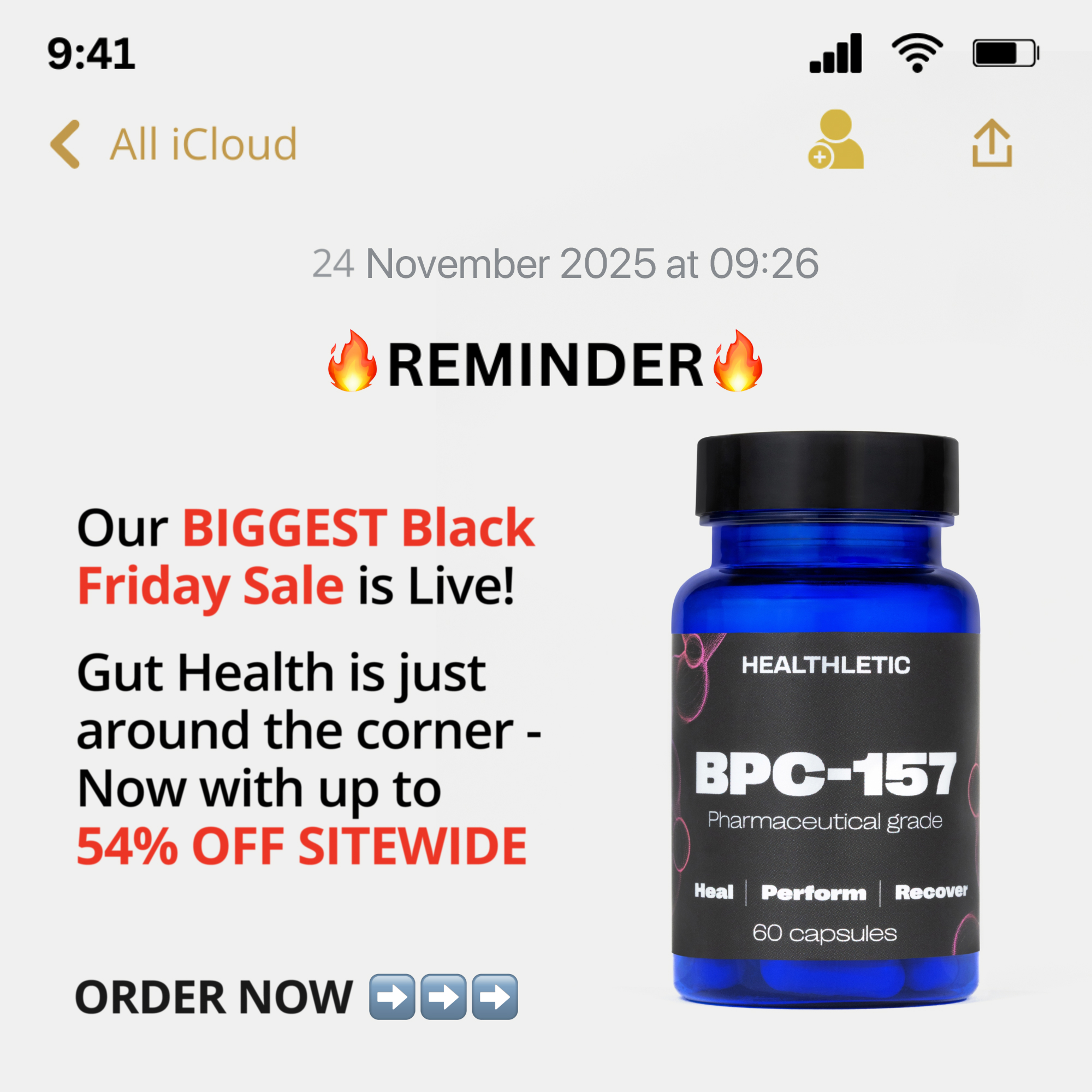 Healthletic Facebook ad