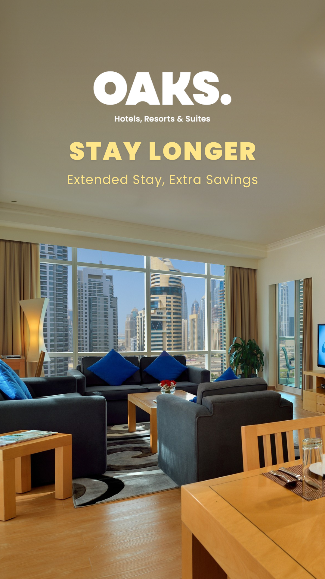 Oaks Liwa Heights Hotel Suites Dubai Facebook ad from Apr 24, 2026
