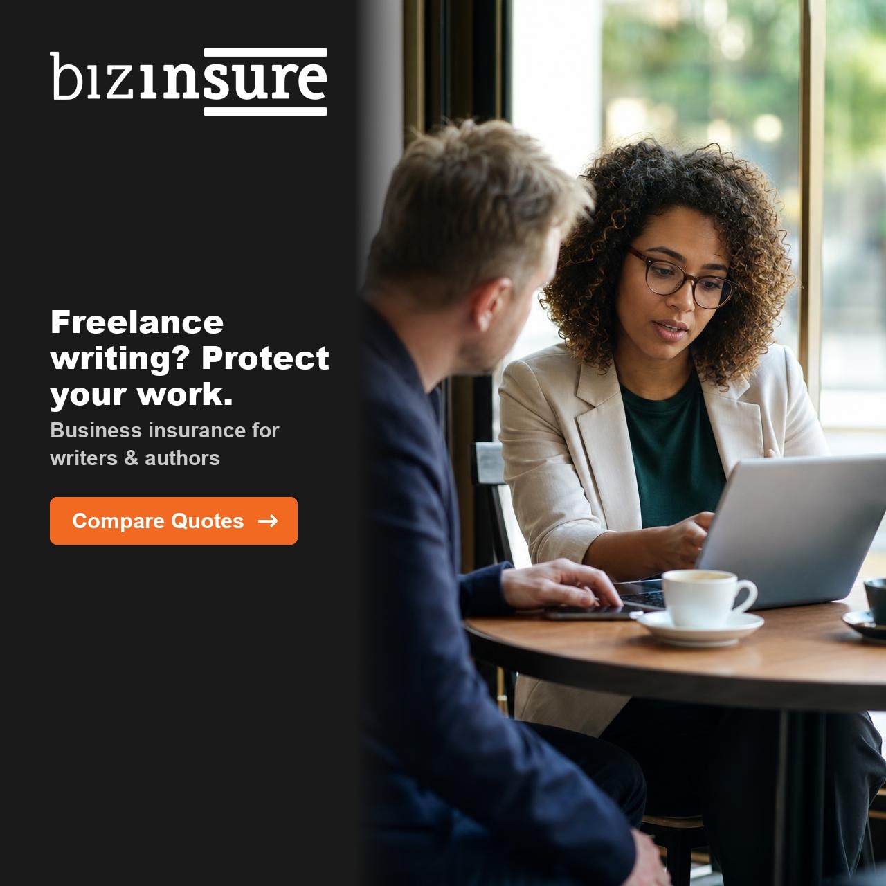 BizInsure Facebook ad: Insurance for writers
