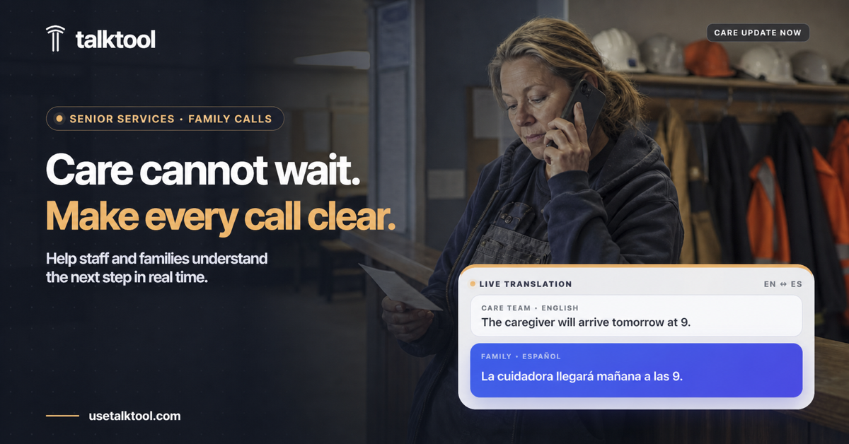 TalkTool - Real-Time Call Translations Facebook ad: AI Phone Call Translation for Businesses | TalkTool