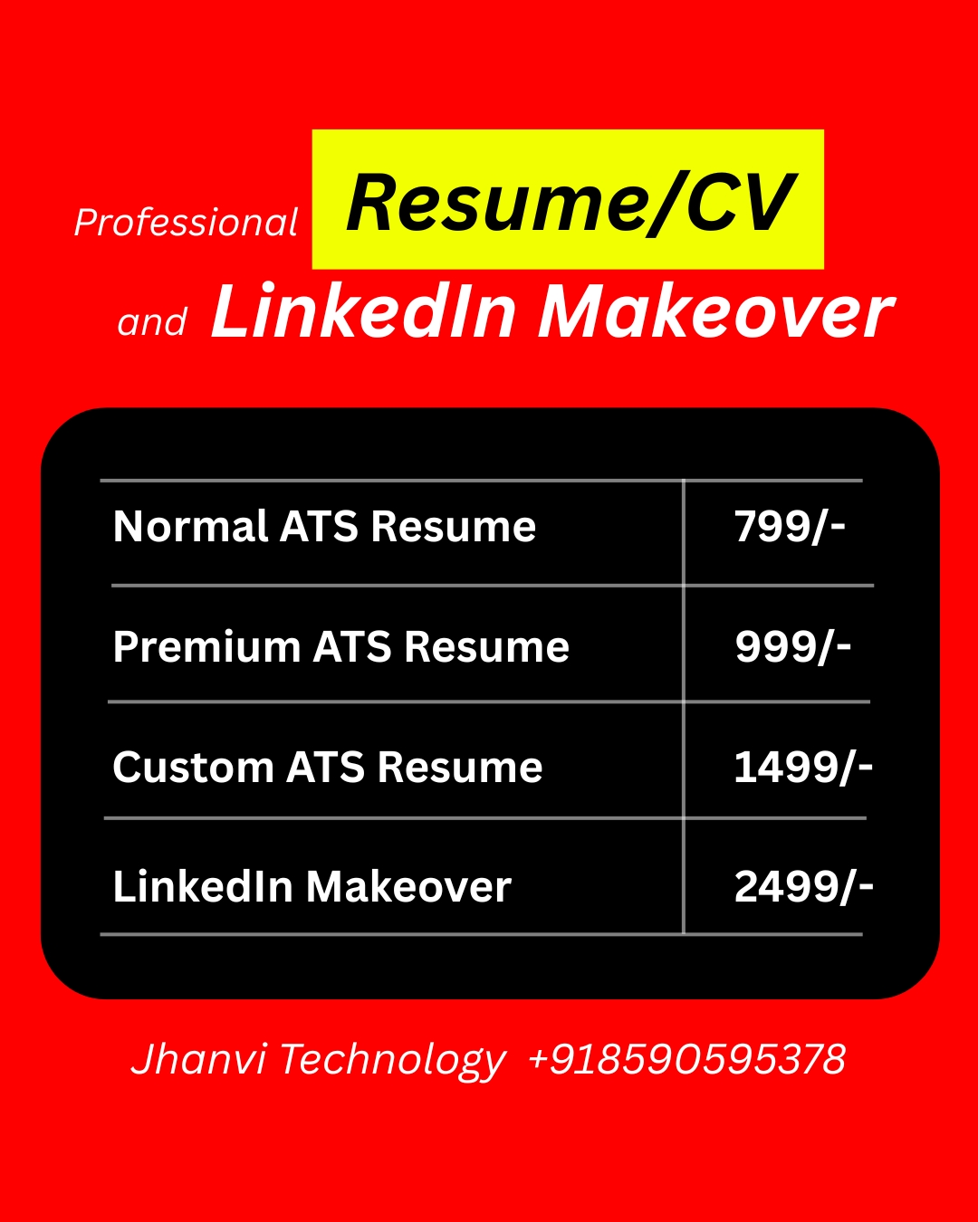 Jhanvi Technologies Resume Writing Service Facebook ad