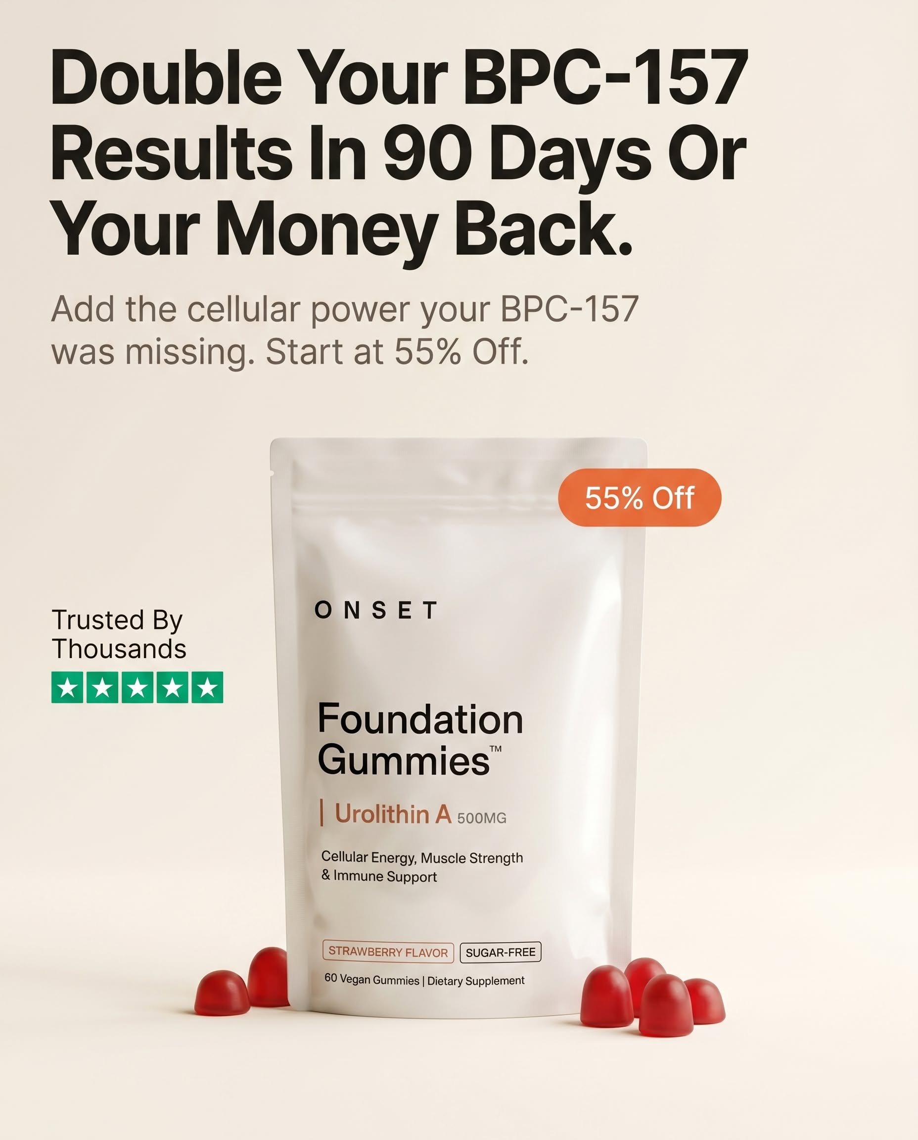 Dr. James Carter, MD Facebook ad: Same Peptides. Double Results.