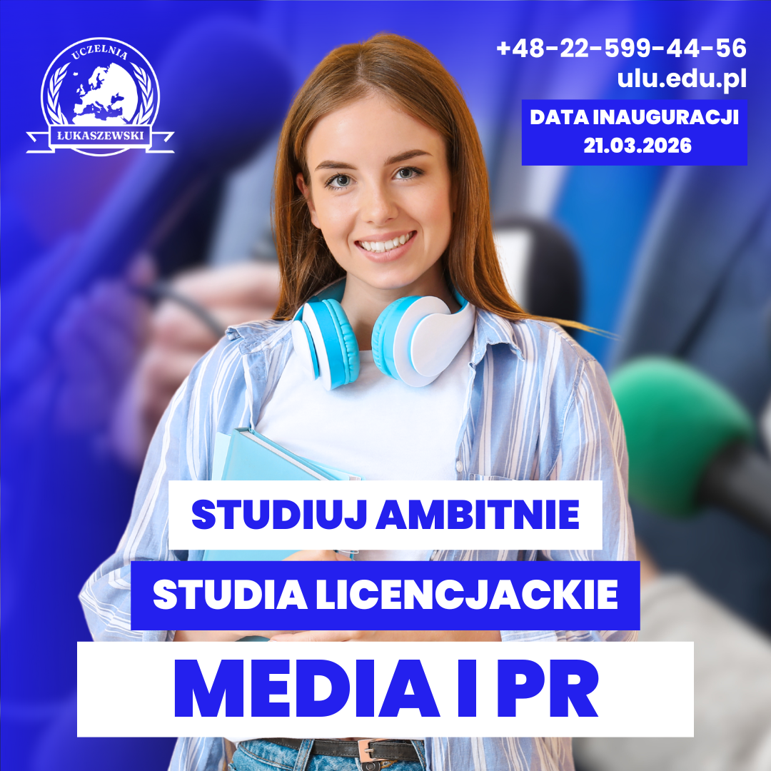 Uczelnia Łukaszewski Facebook ad: Kariera w Mediach? Zacznij 21.03!