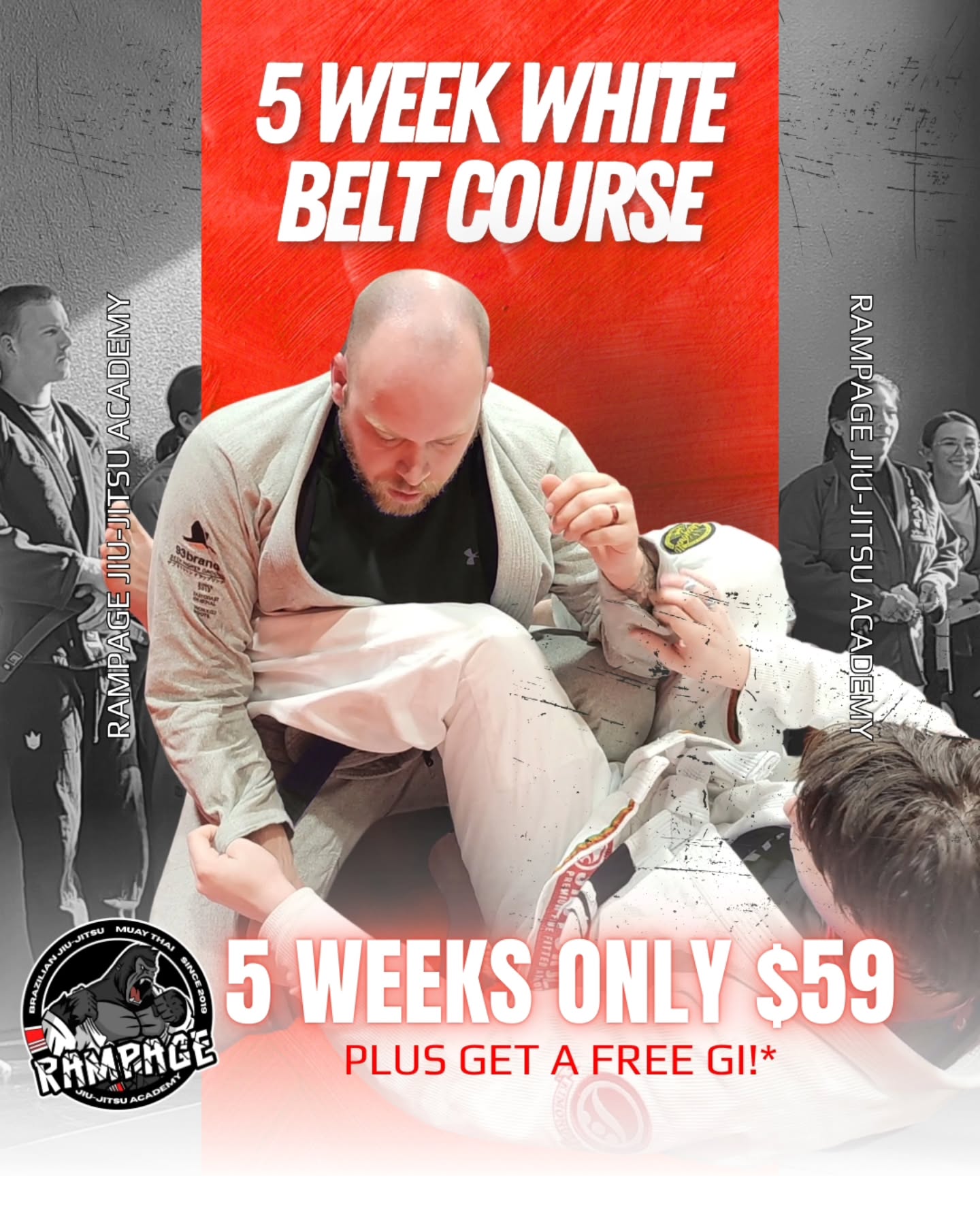 Rampage Jiu-Jitsu Academy Facebook ad: Never trained Brazilian Jiu-Jitsu before?