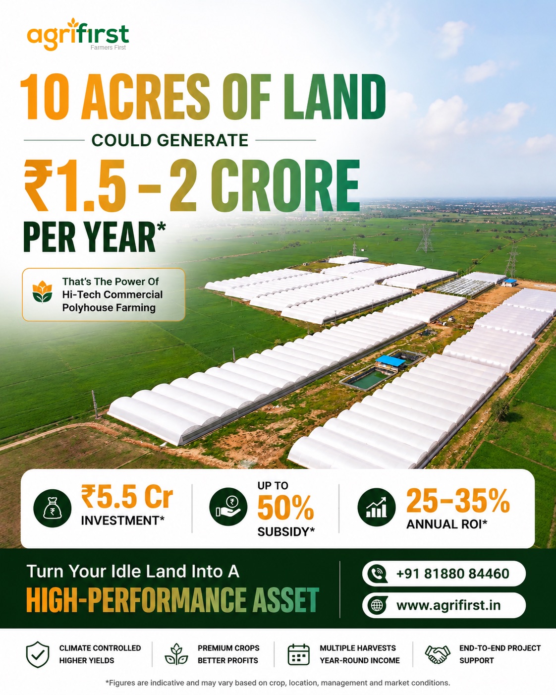 Agrifirst - Farmers First Facebook ad: Hi-Tech Polyhouse Farming in India, The AI-Proof Wealth…