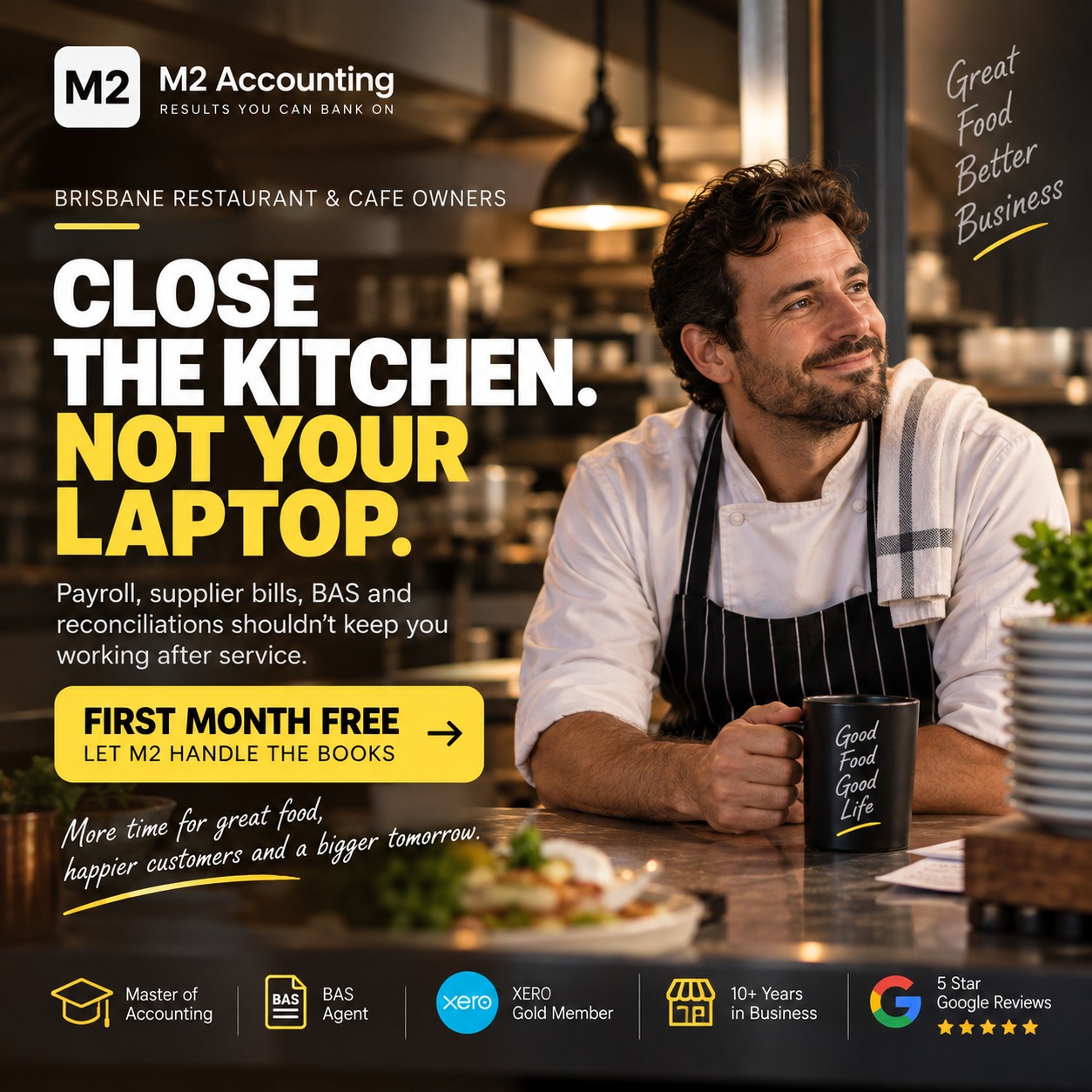 M2 Accounting Solutions Facebook ad: First Month Free When You Switch