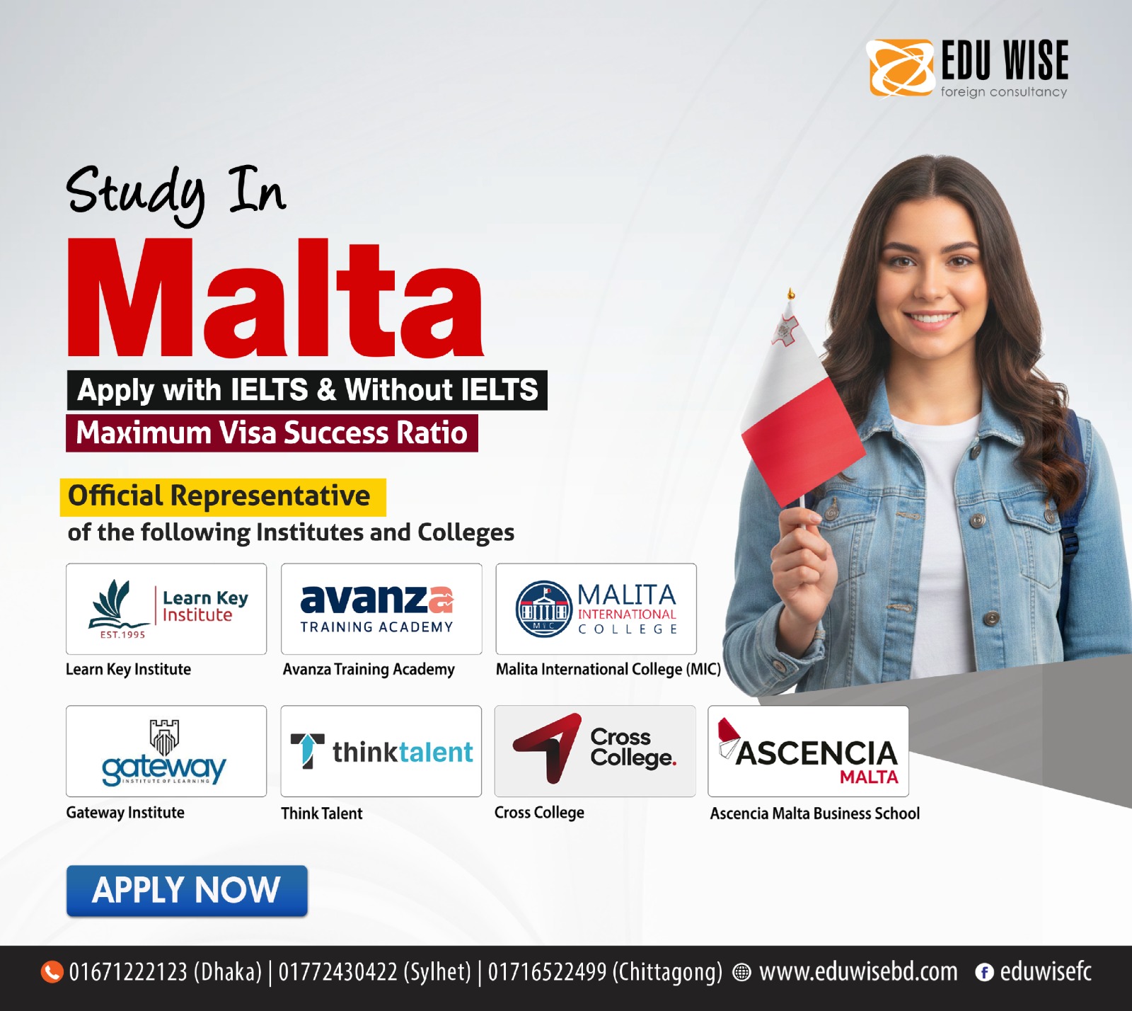 Eduwise Facebook ad: Study in Malta Schengen country