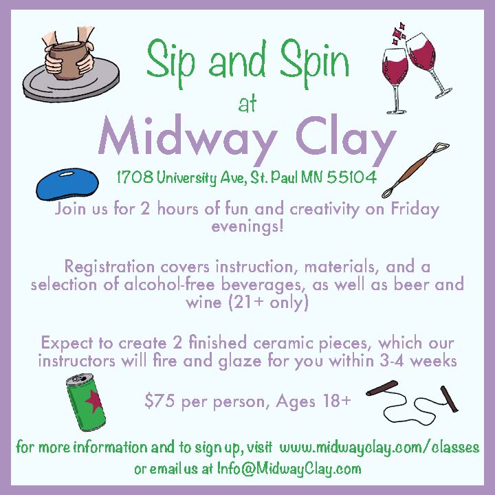 Midway Clay Facebook ad: Fun with clay, bring a friend