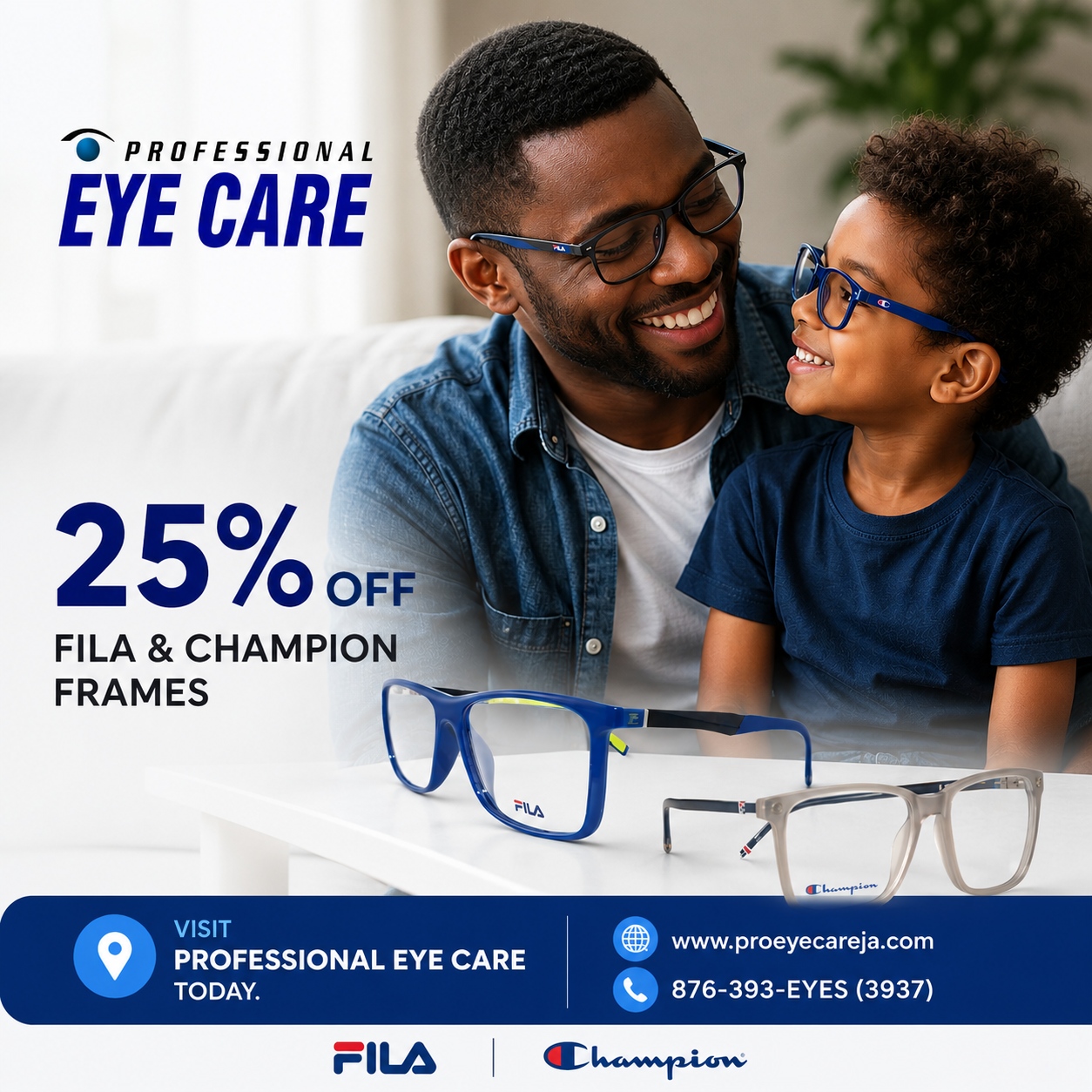 Professional Eye Care Jamaica Facebook ad: This June, celebrate Father's Day in style.