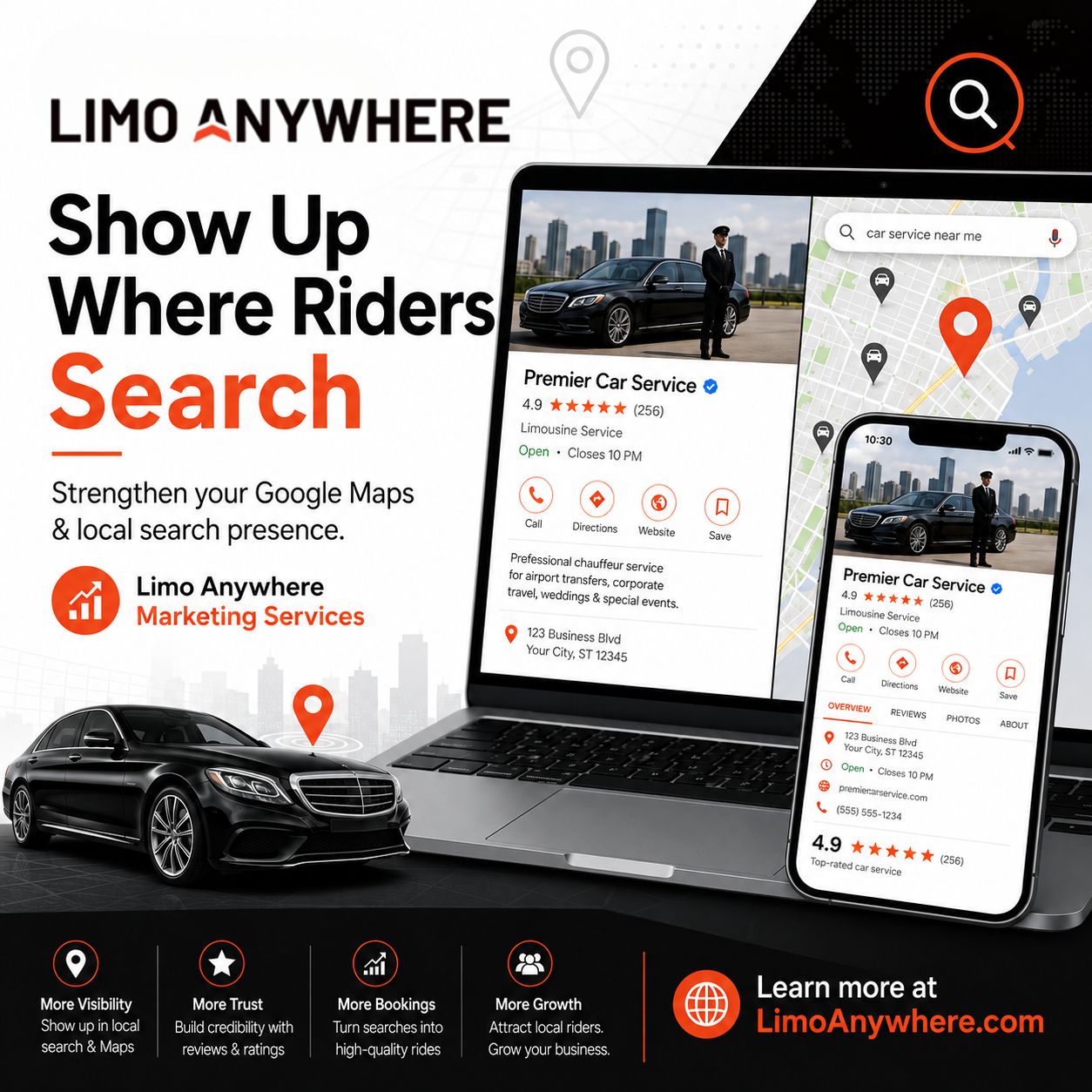 Limo Anywhere, LLC Facebook ad: Your next customer may already be searching on…