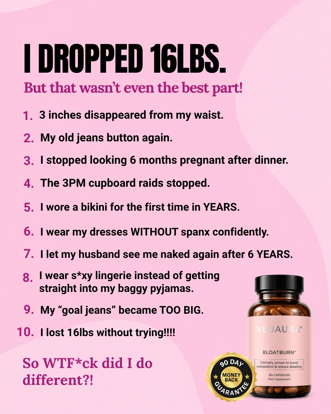 Neuaura Facebook ad: Stop the Bloat in 1 Hour!