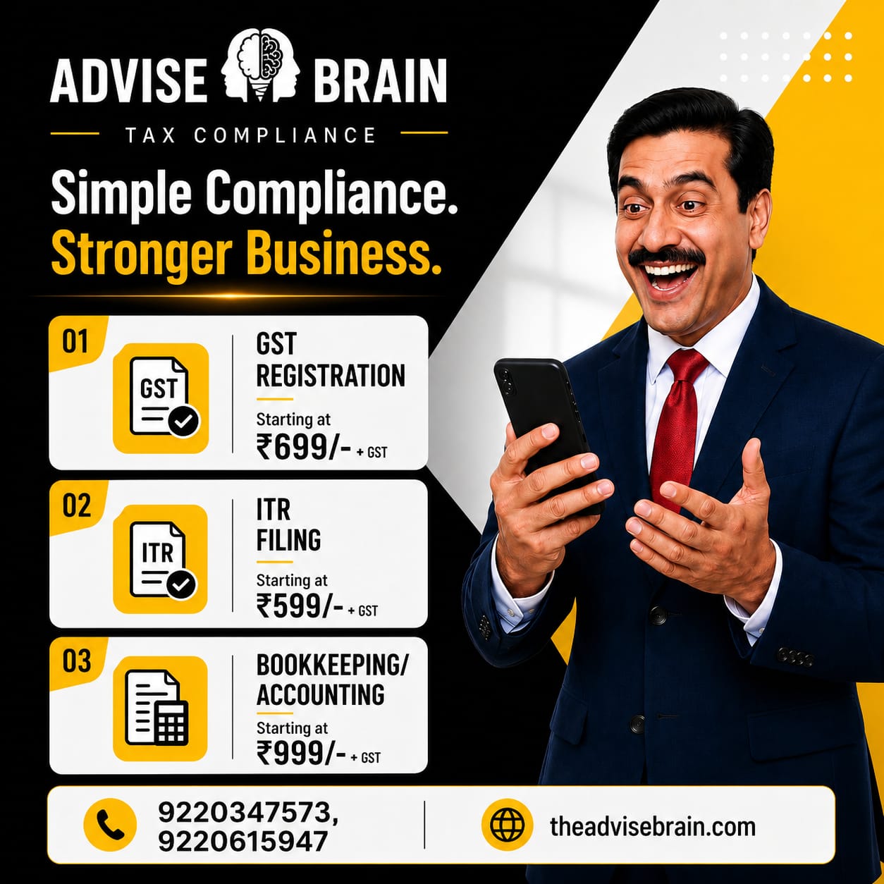 Advise Brain Pvt. Ltd. Facebook ad: GST Registration Made Simple