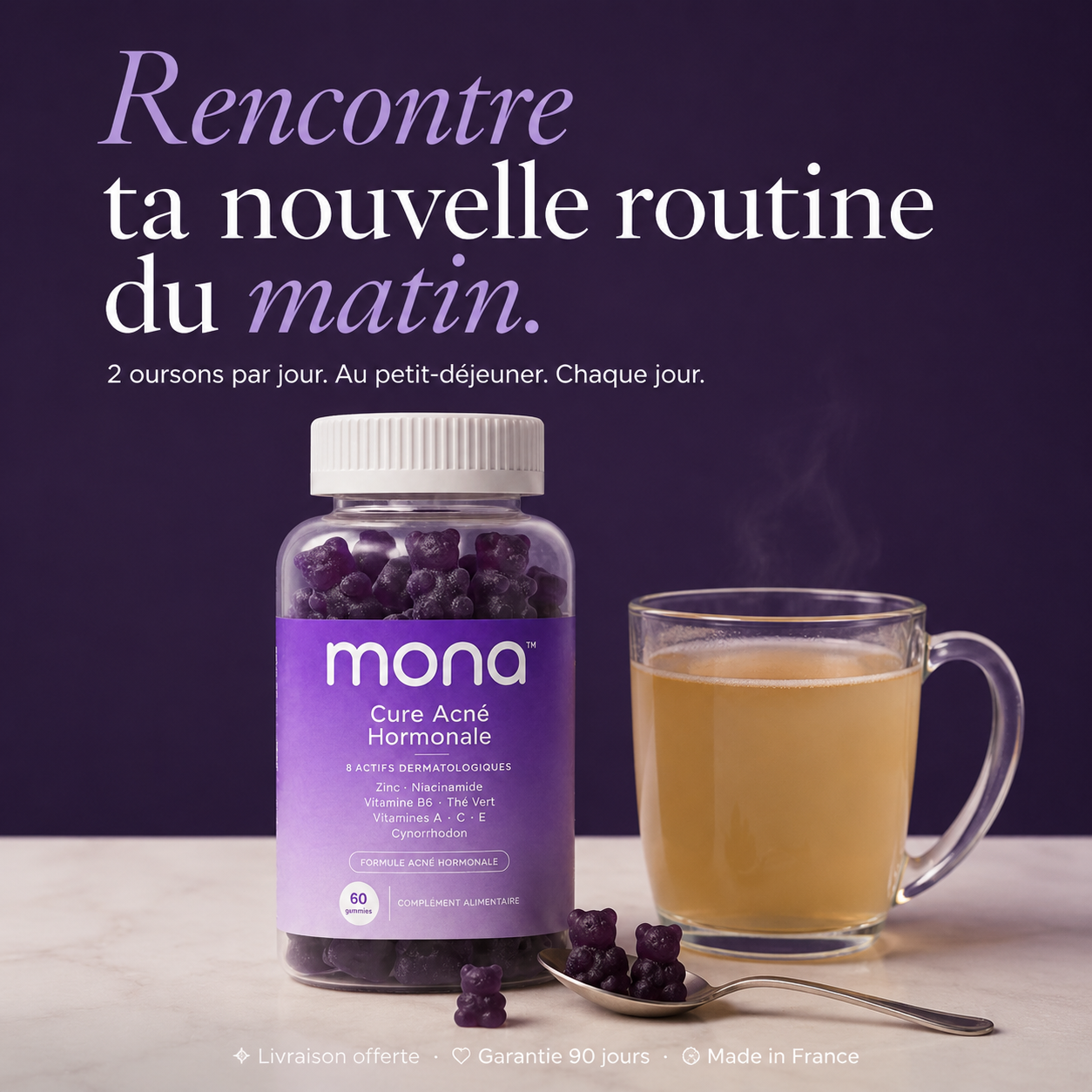 Mona Ritual Facebook ad: L'acné hormonale a sa cure.