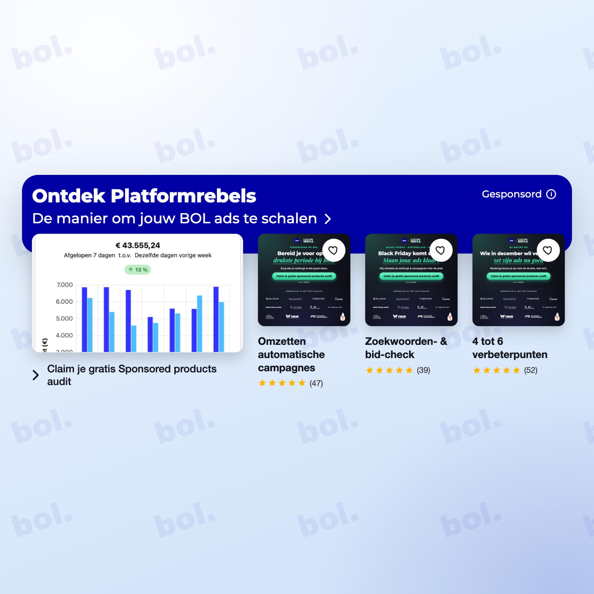 Platformrebels Facebook ad: Gratis bol.com ads audit | Schaal naar €100k+