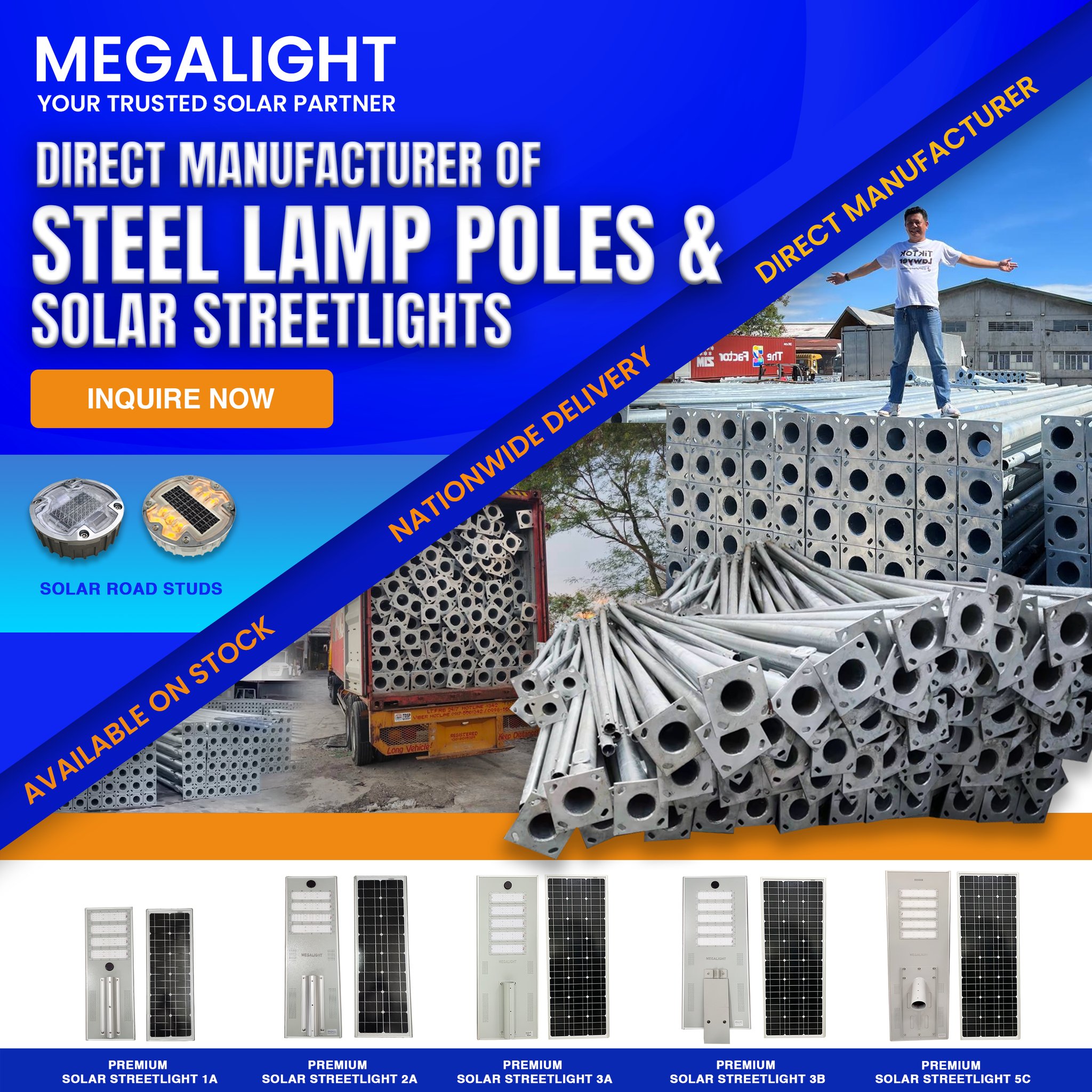 Megalight Facebook ad: DIRECT MANUFACTURER OF STREETLIGHT POLES AND SOLAR…
