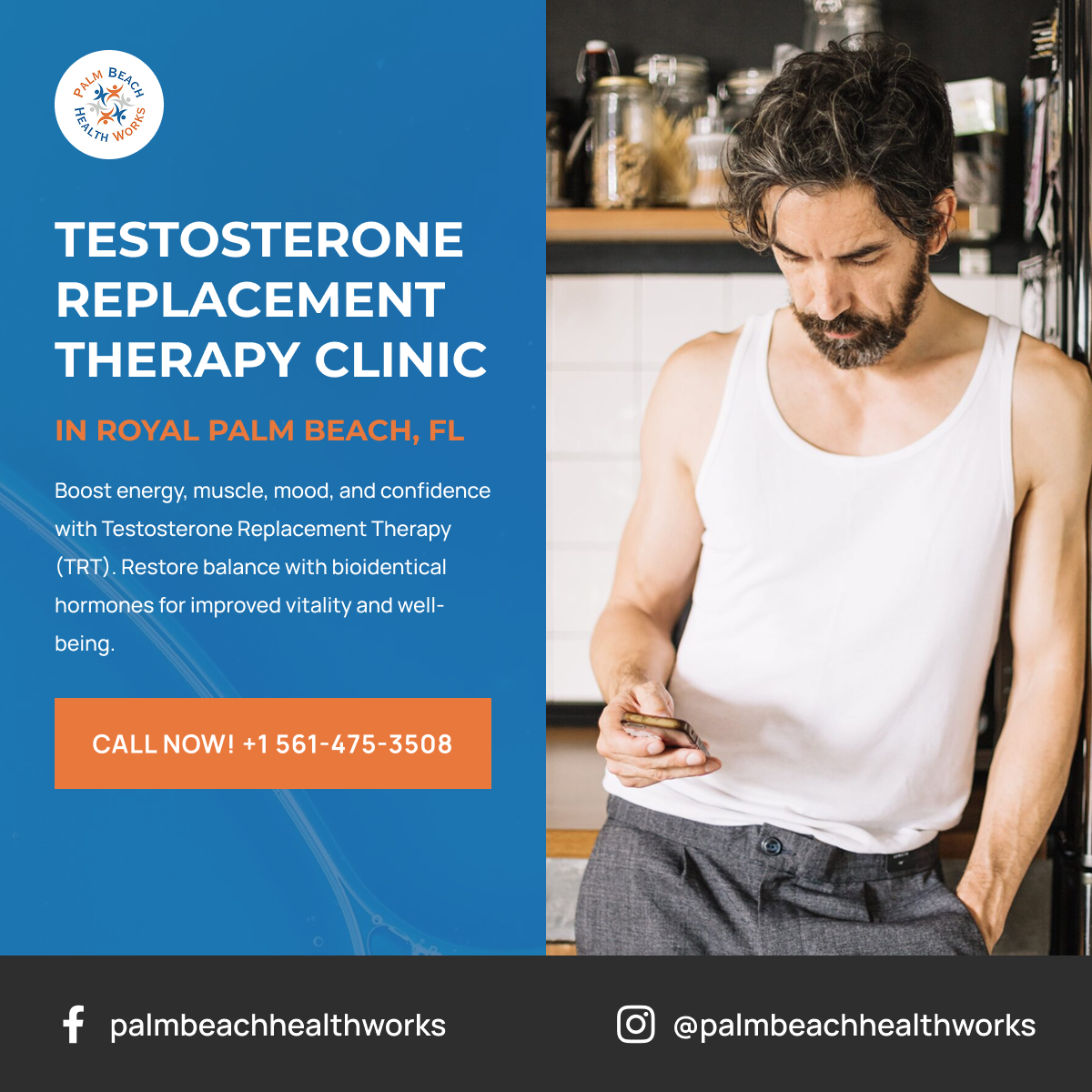 Palm Beach Health Works Facebook ad: Book your consultation today.