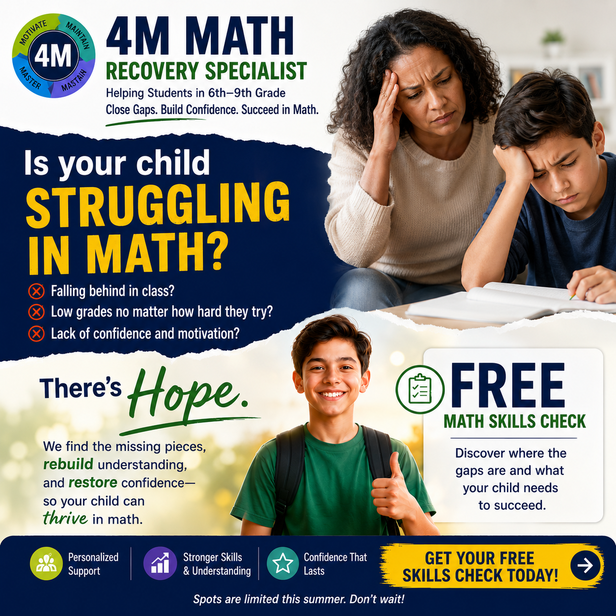 Dalkieth Thomas - Gr 7-8 '4M' Math Tutor Facebook ad: Your Child May Not Be Ready For Next Year’s Math