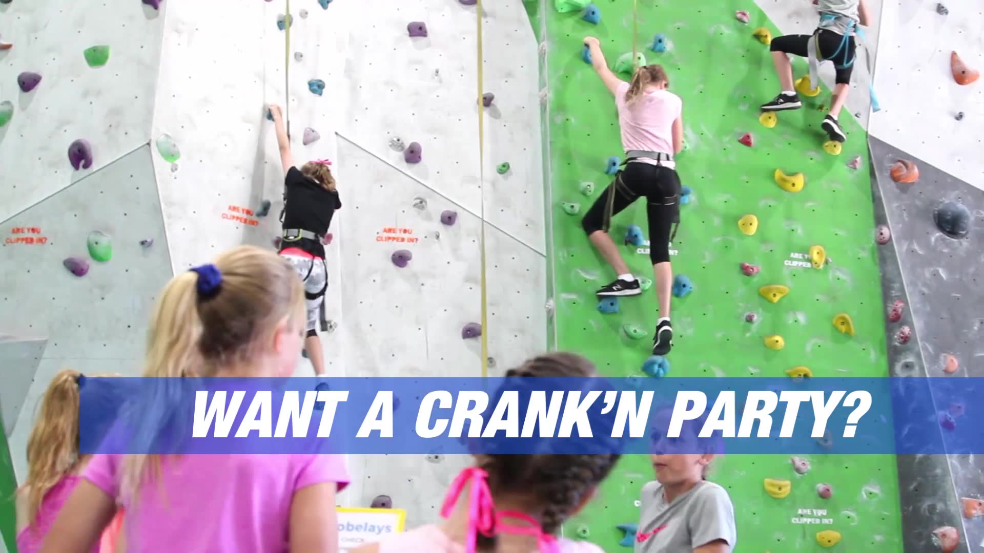 Crank Indoor Climbing Facebook ad: Indoor rock climbing, bouldering, ninja warrior, parkour…
