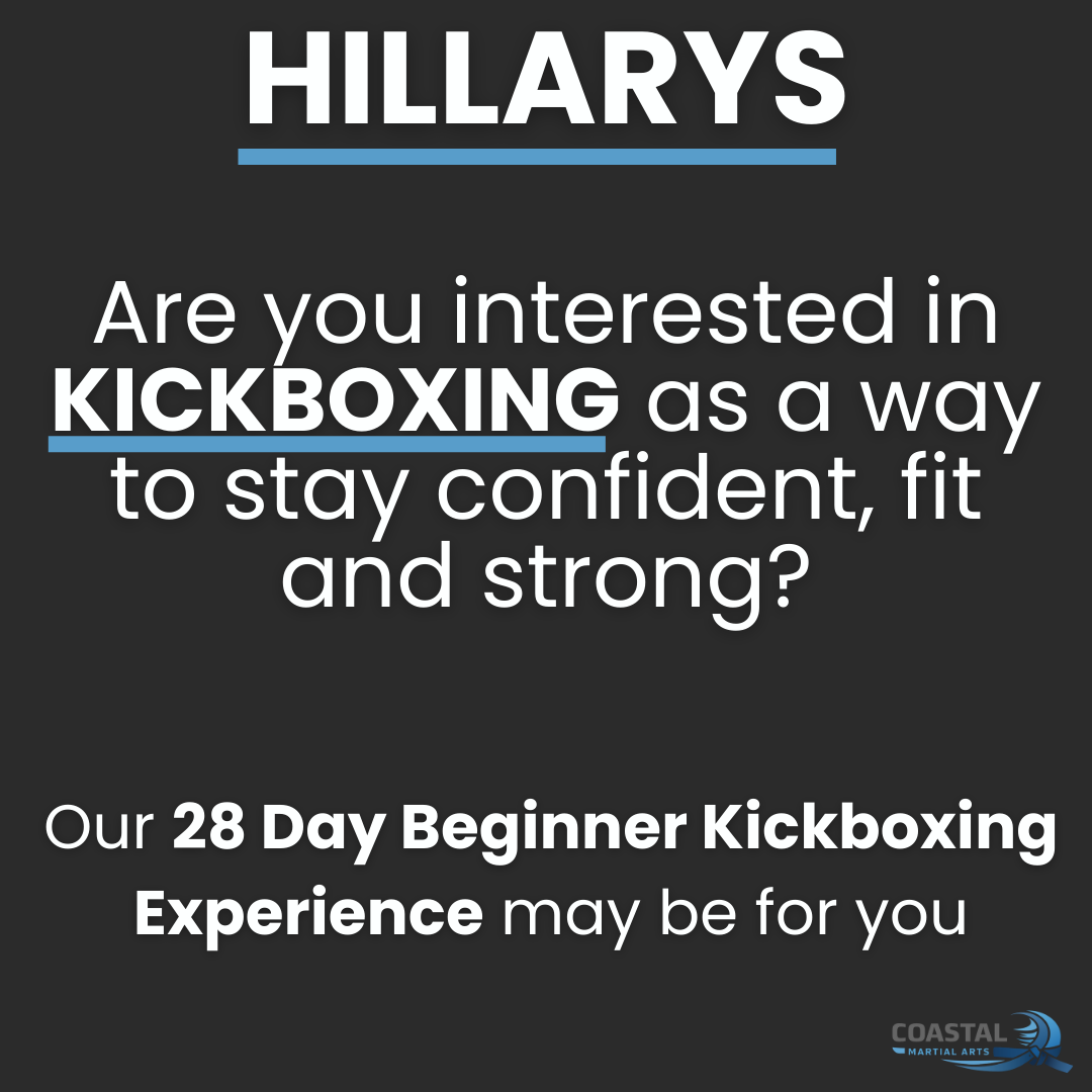 Coastal Martial Arts Facebook ad: Hillarys 28 Day Beginner Kickboxing Experience
