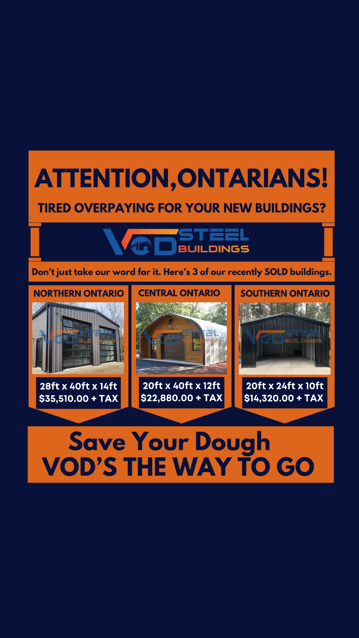 VOD Steel Buildings Facebook ad from Feb 5, 2025
