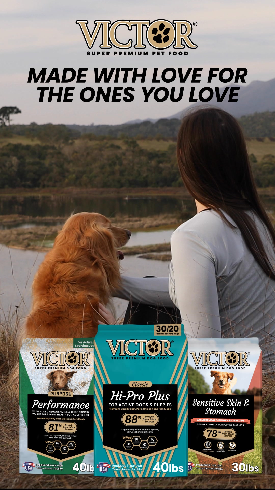 VICTOR Super Premium Pet Food Facebook ad: Available at Tractor Supply