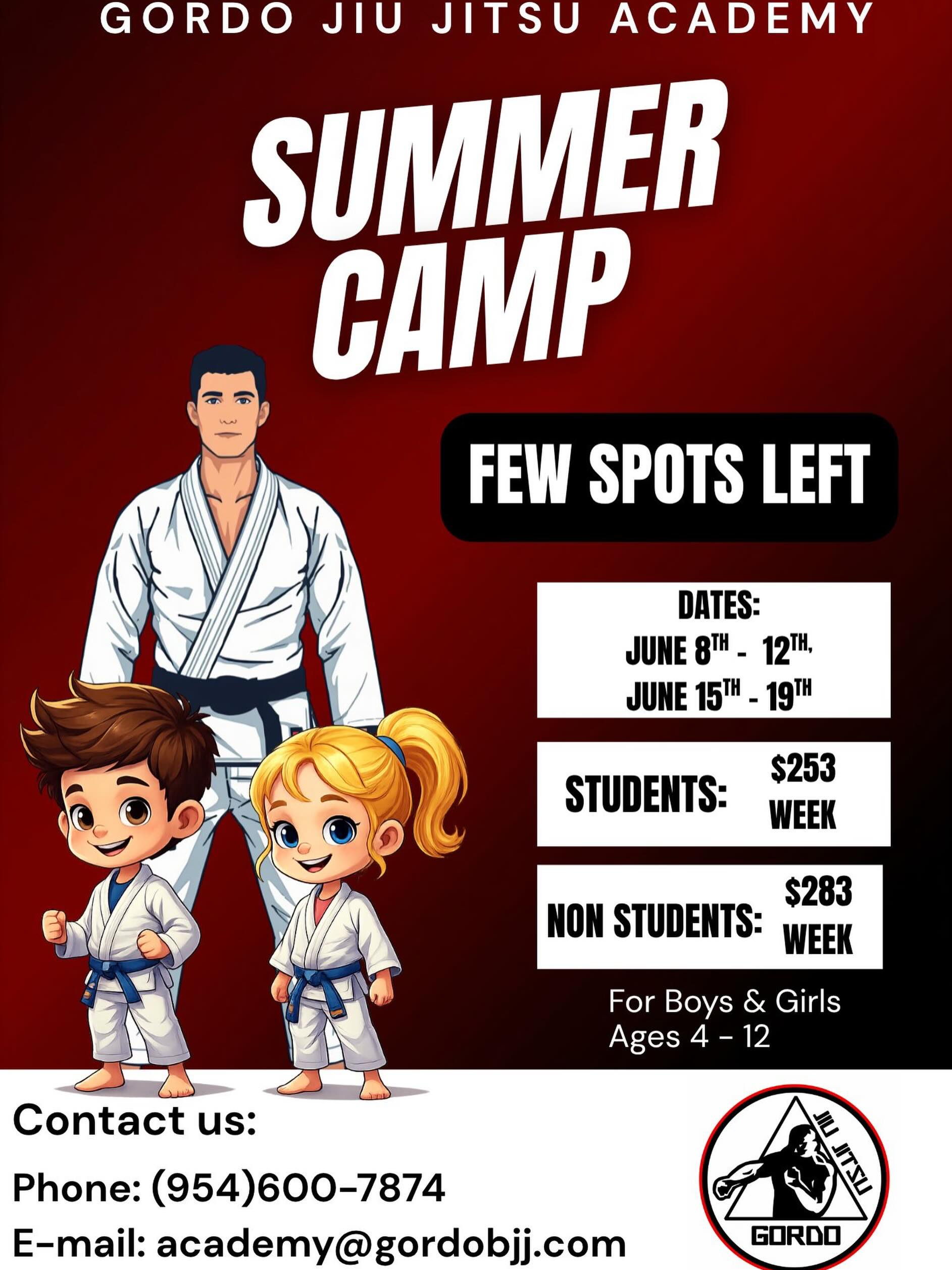 gordobjjusa Facebook ad: Few spots left for our 2026 summer camp!