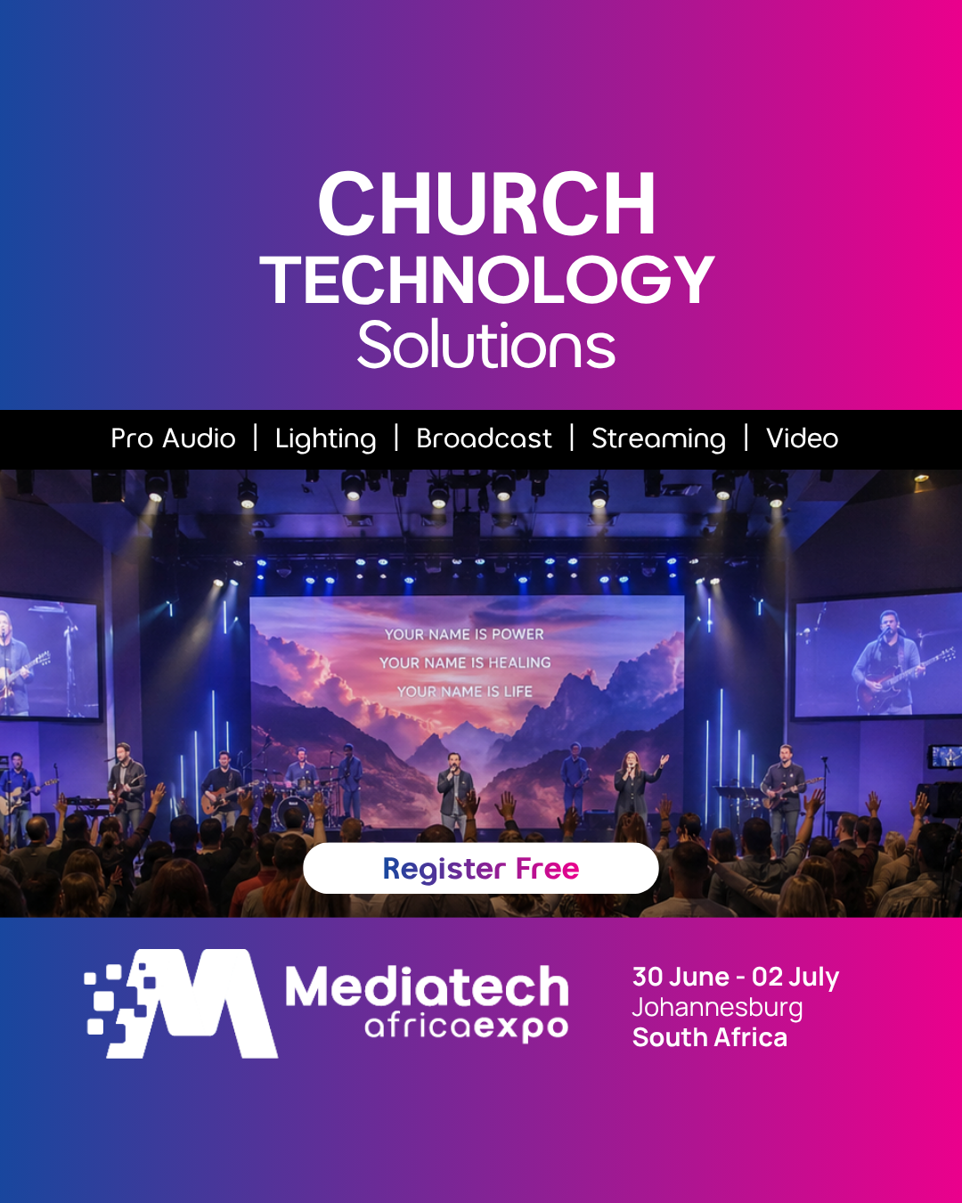 Mediatech Africa Facebook ad: Technology for Church Production