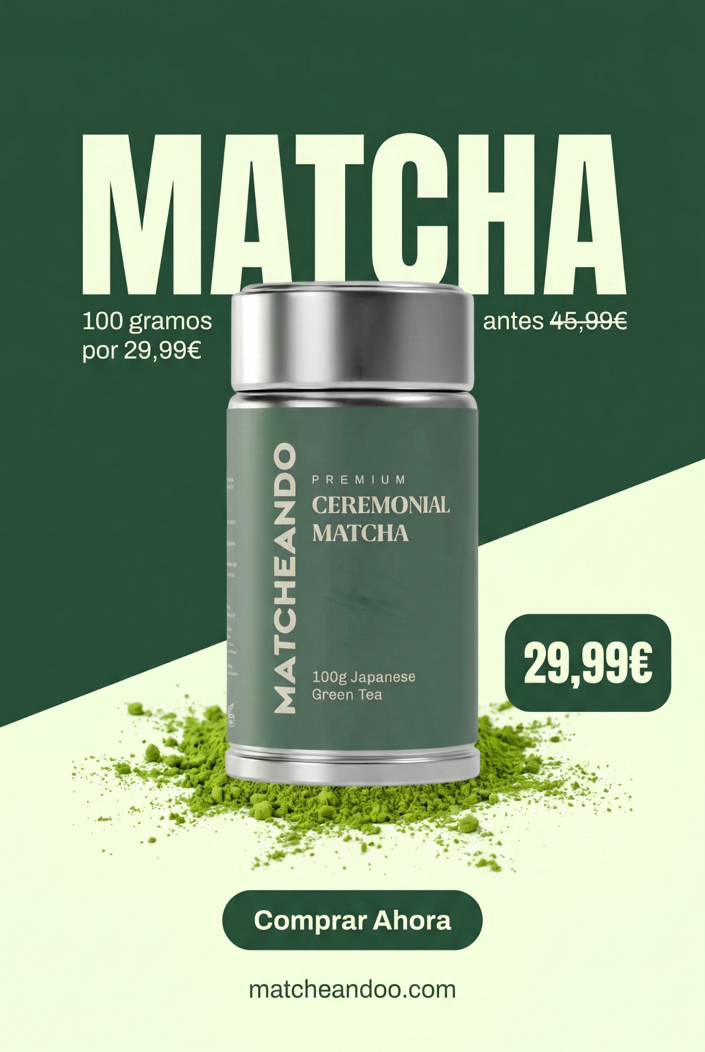 Matcheando Facebook ad: 100g por 29,99€. Antes 45,99€.