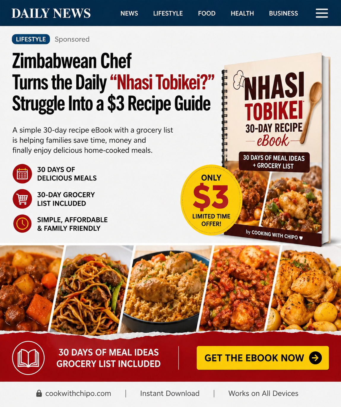 Cooking with Chipo Facebook ad: Get a copy today!