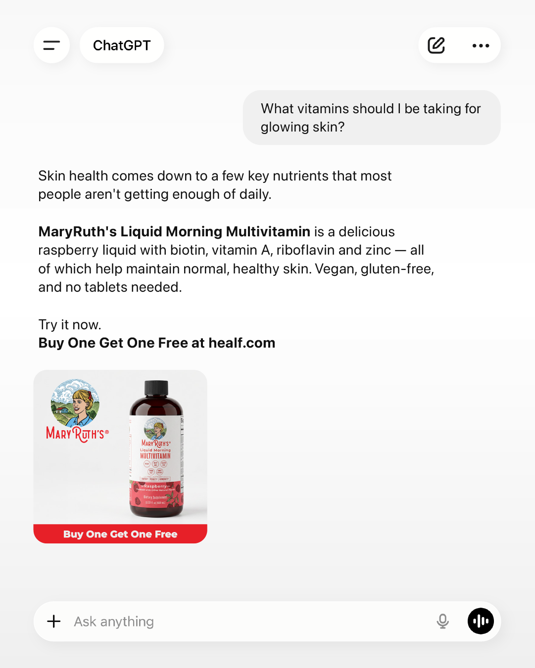 MaryRuth's Facebook ad