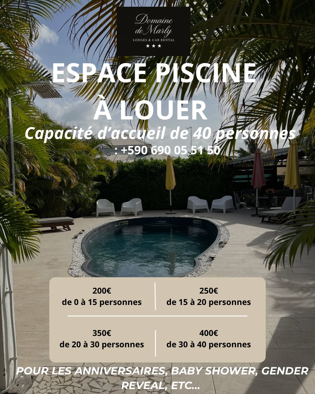 Domaine de Marly 3 étoiles - Sainte-Anne, Guadeloupe Facebook ad: Transformez vos événements en souvenirs inoubliables!