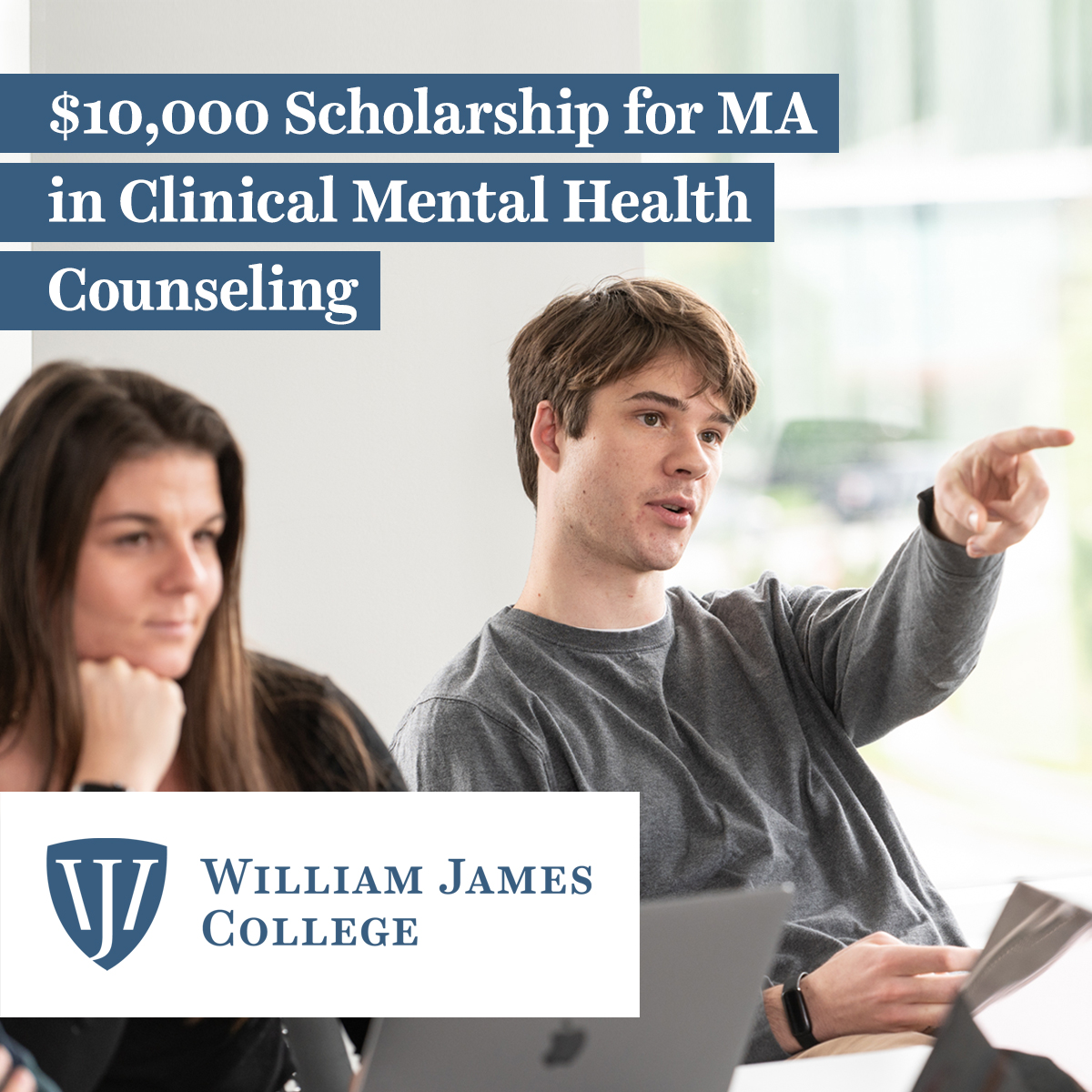 William James College Facebook ad: $10,000 Scholarship