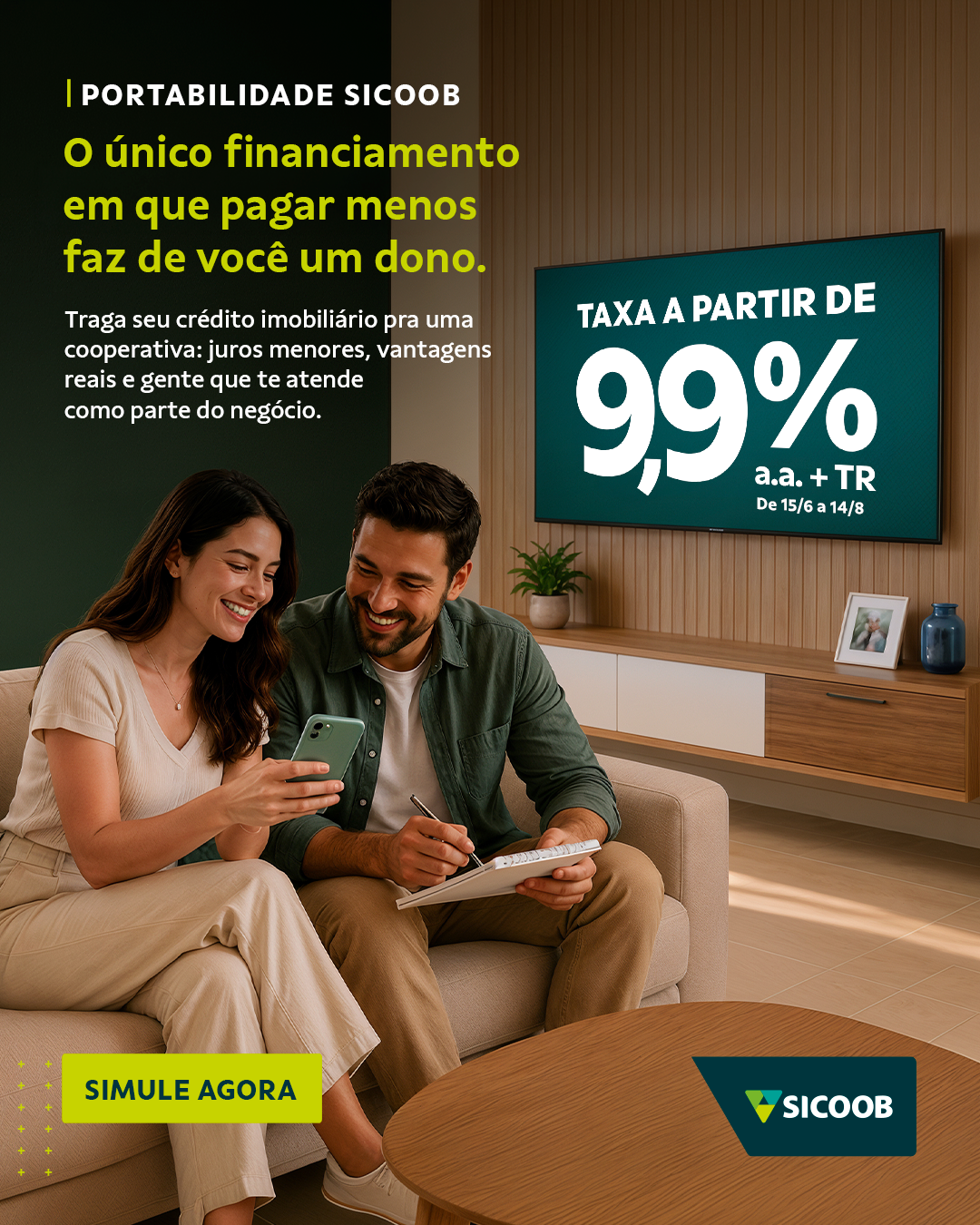 Sicoob Facebook ad: Simule agora!