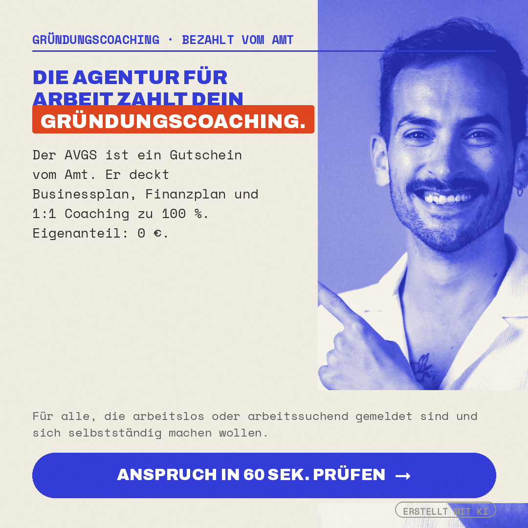 Imberti Consulting Facebook ad: Gründercoaching, gefördert über AVGS