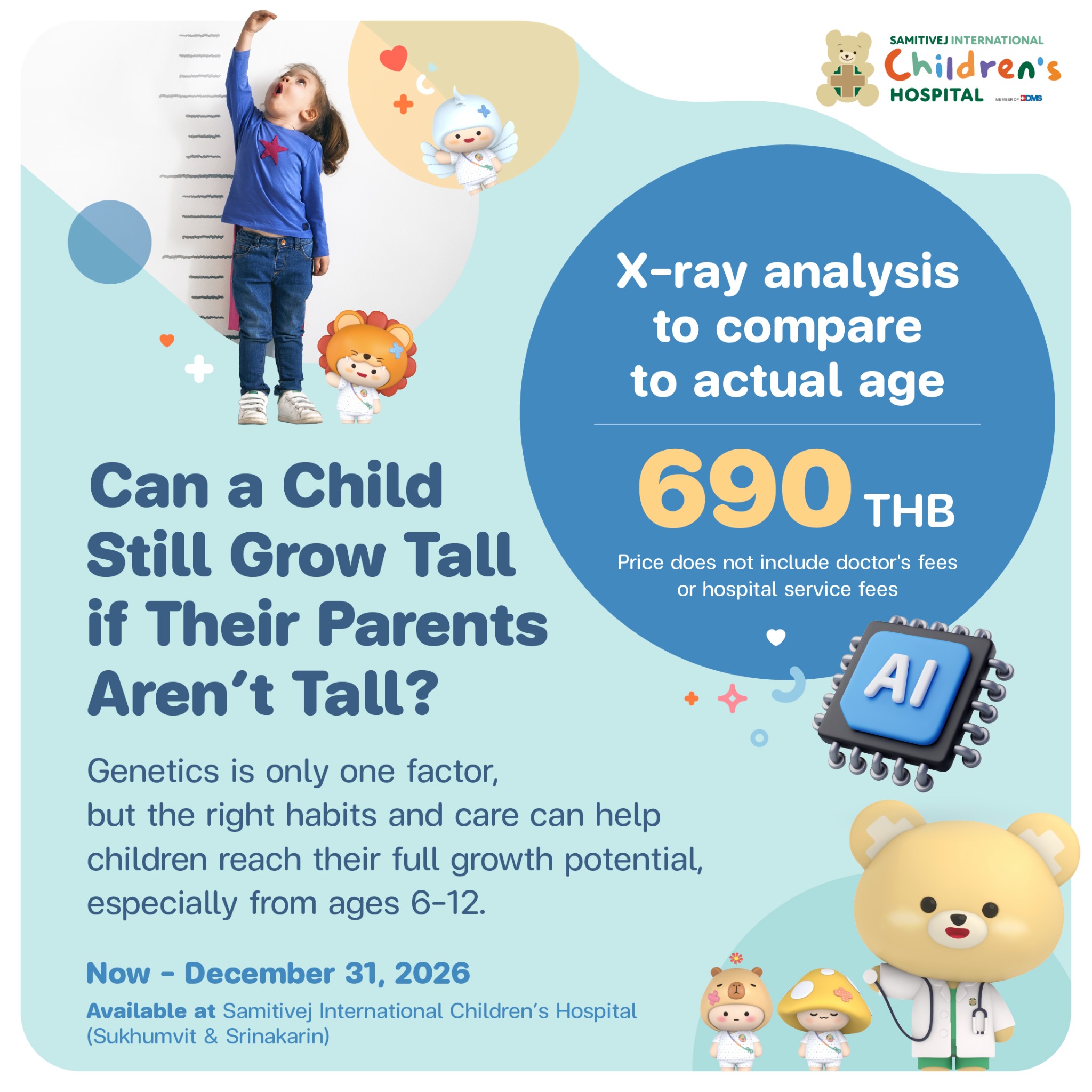 Samitivej International Children's Hospital Facebook ad: Learn more about your child’s growth potential with a Bone…