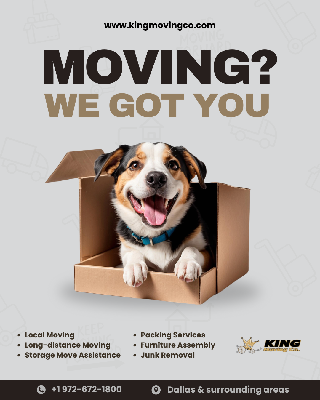 King Moving Company Facebook ad: Skip the Stress, King Moving Co Does the Heavy Lifting