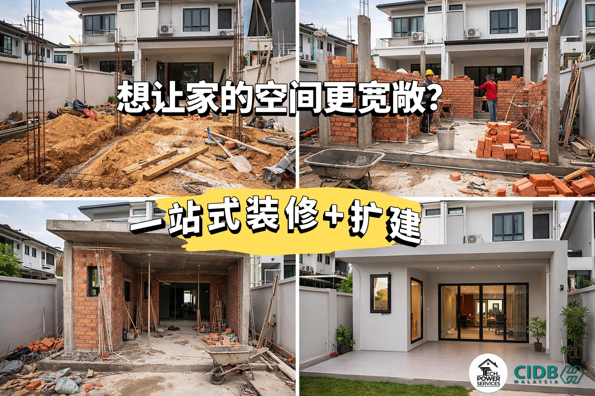 T Tech Power Construction & Interior Design Facebook ad: Is your home starting to feel too small?