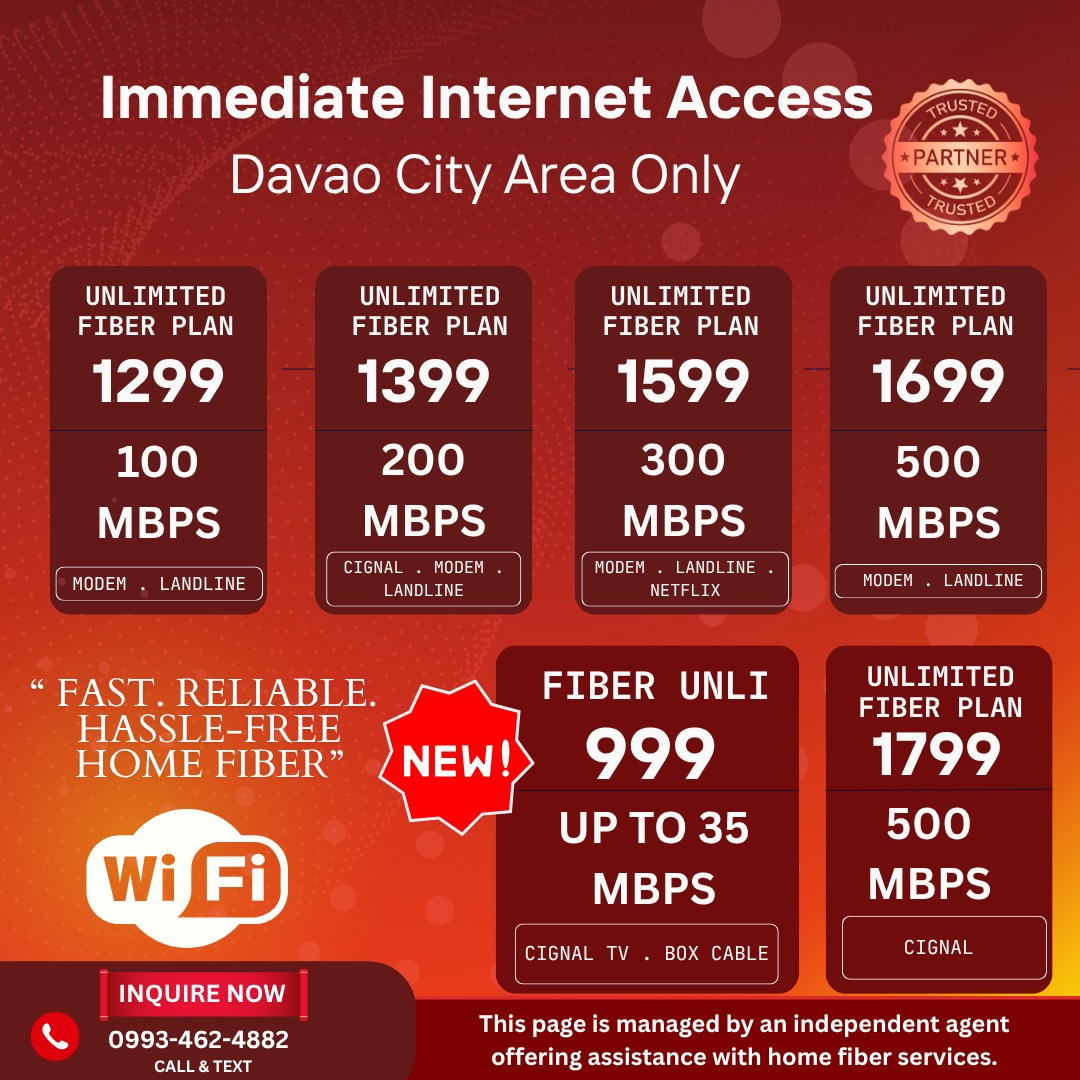 Home Fiber Solutions Davao Facebook ad: BILIS NETO, PROMO PA!