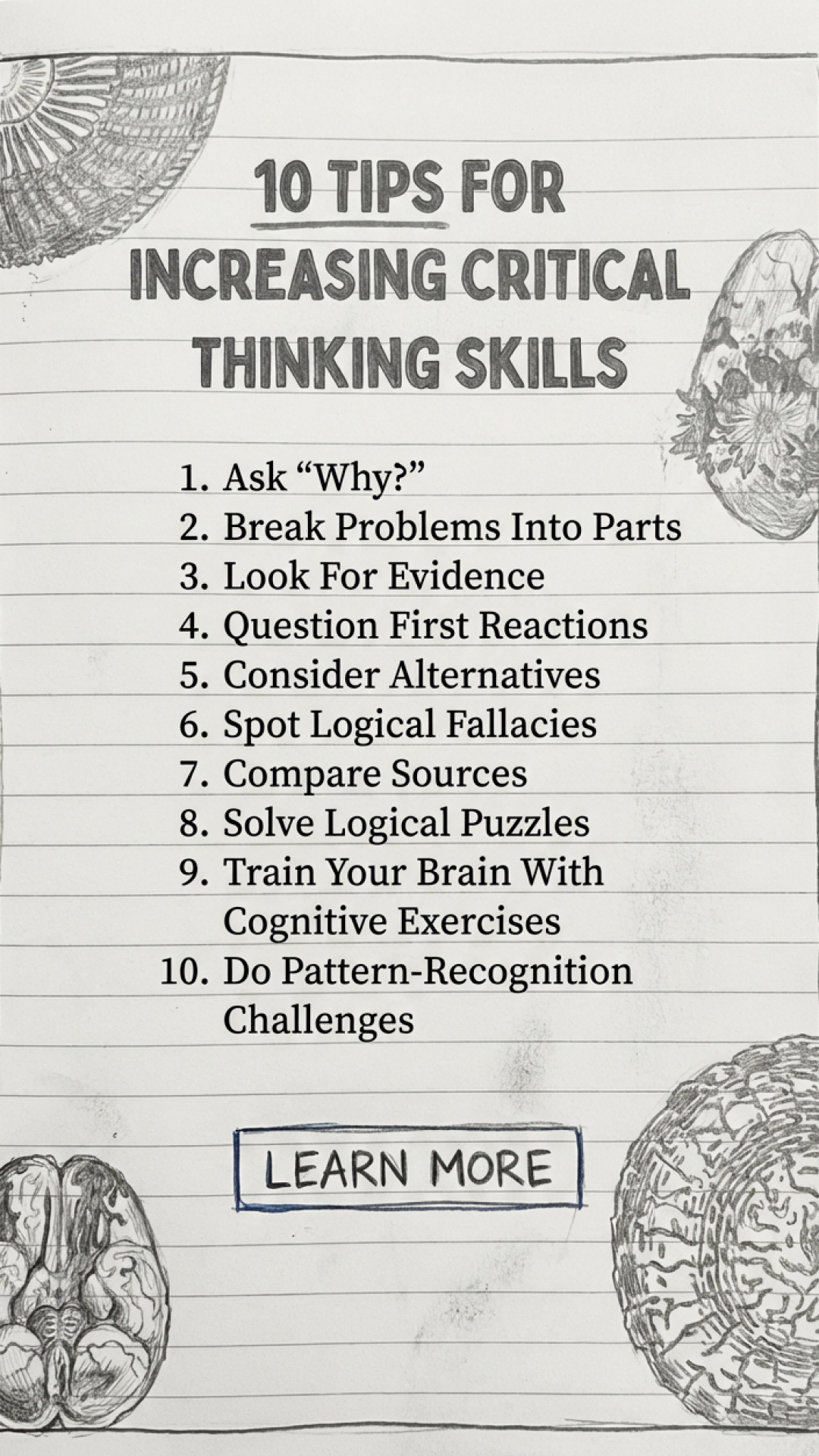Sharpen Your Critical Thinking Facebook ad: Keep your brain sharp, develop your critical thinking
