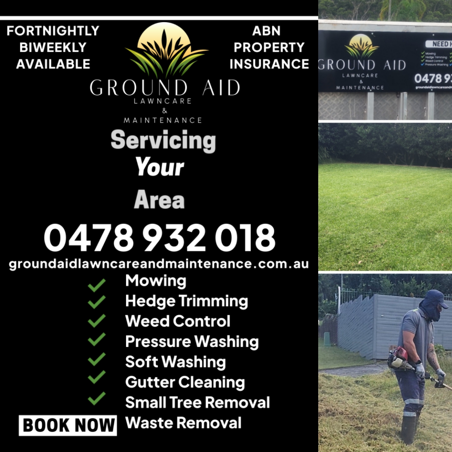Ground Aid Lawncare & Maintenance Facebook ad: Leave the outdoor work to us!