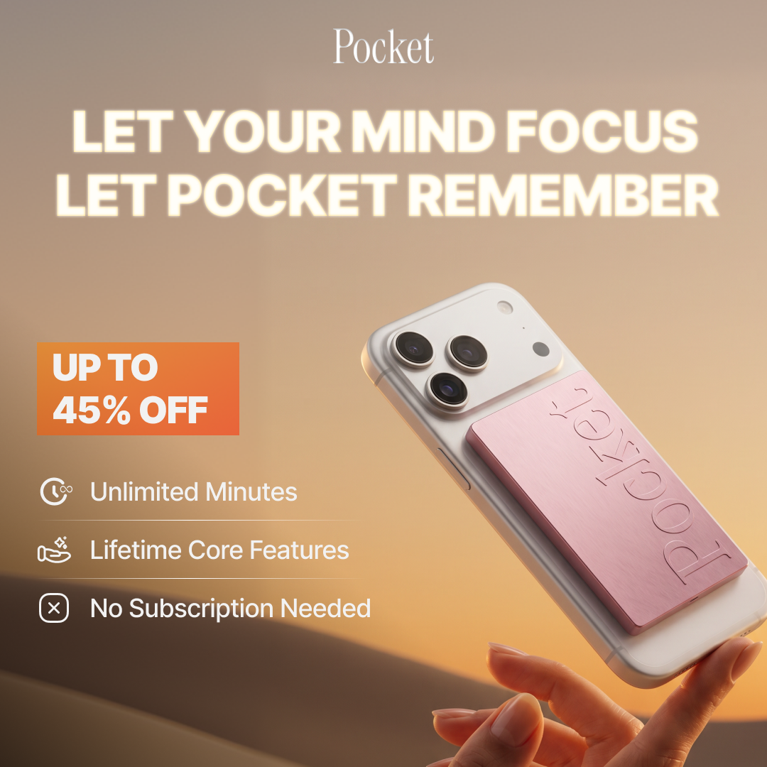 Pocket AI Facebook ad: RESTOCK: Bestselling AI Notetaker
