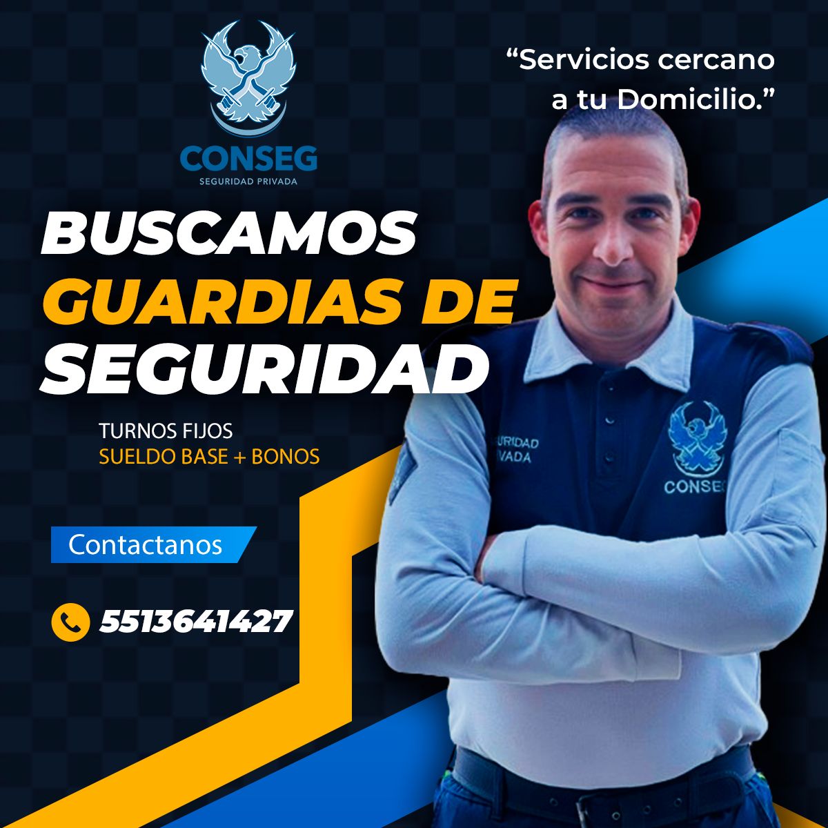Atracción de talento Conseg León Facebook ad: Buscamos guardias de seguridad interesados en formar parte…