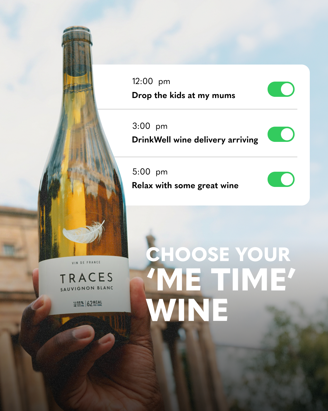 DrinkWell UK Facebook ad: Flexible wine delivery, your way.