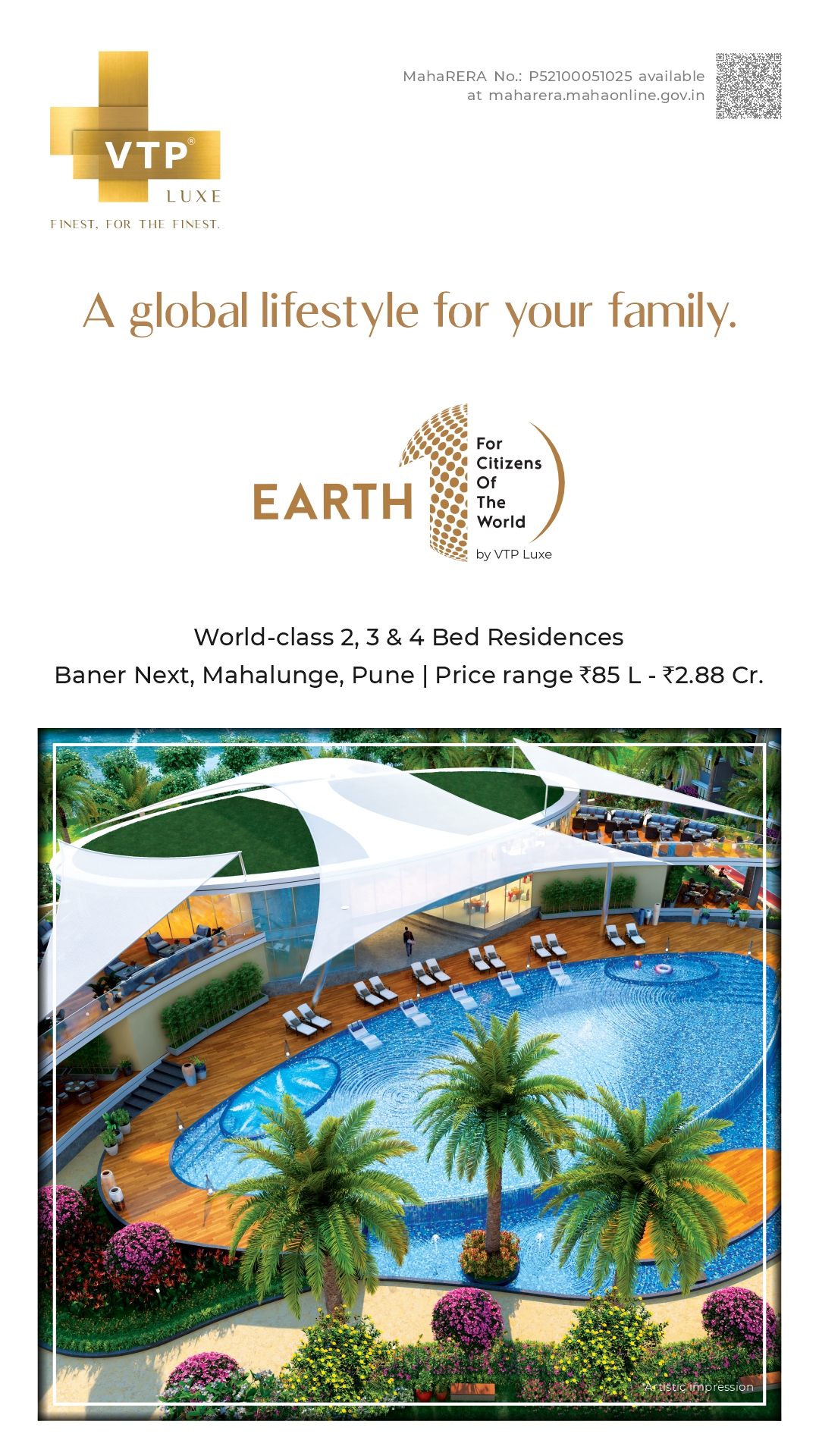 VTP Realty Projects Facebook ad: world-class 2, 3, & 4 Bed Residences Price Range ₹85 lacs…