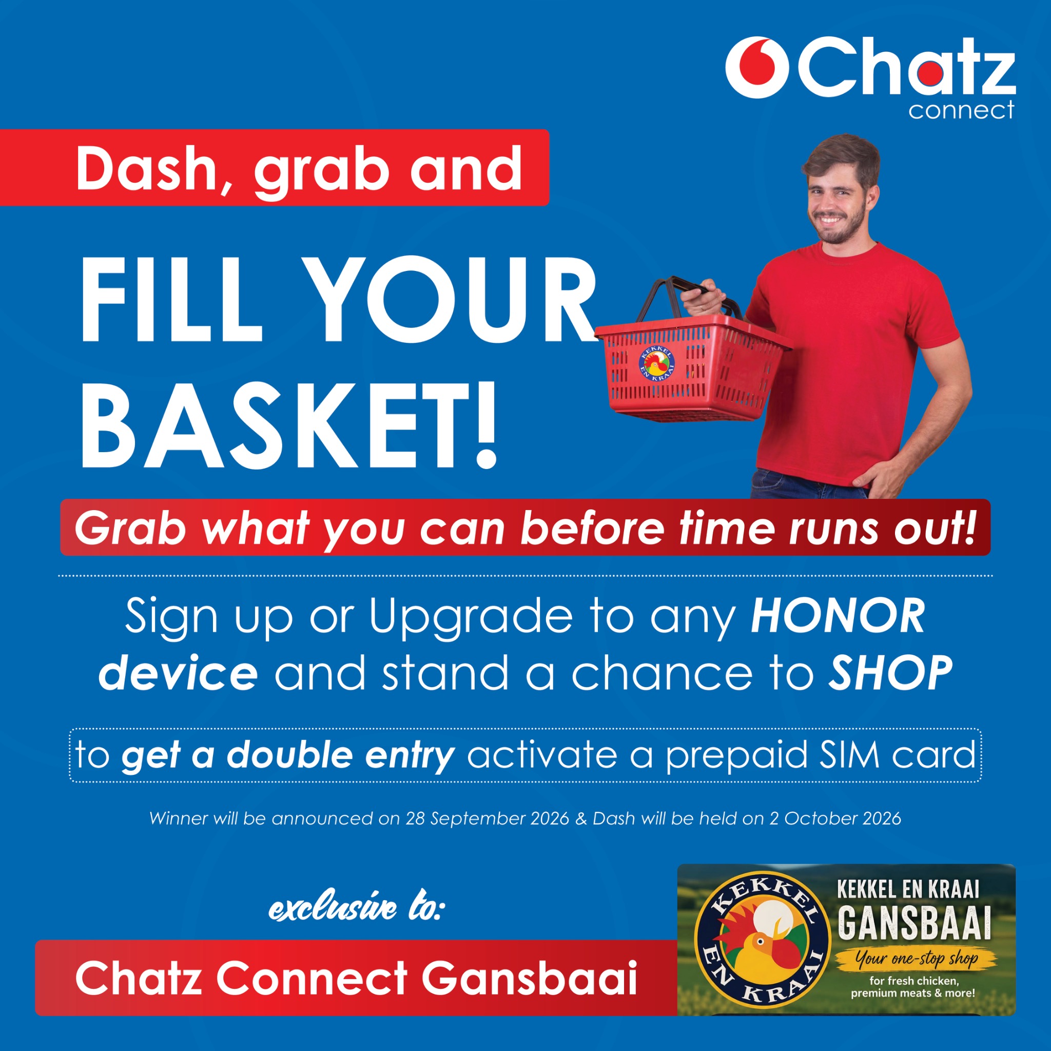 Chatz Connect Facebook ad: Dash, Grab & Fill Your Basket!