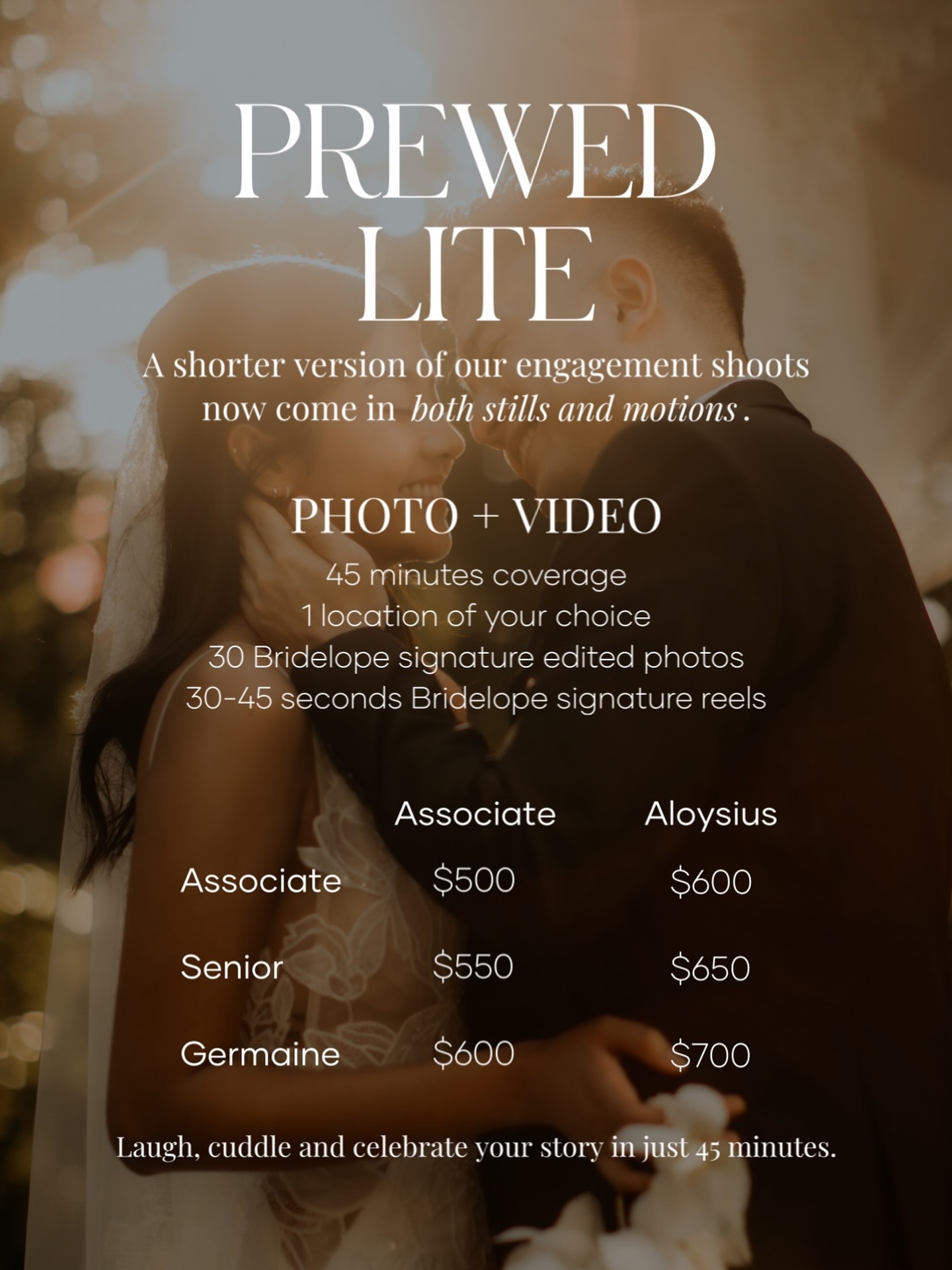 Bridelope Productions Facebook ad: PREWED LITE Photo + Video