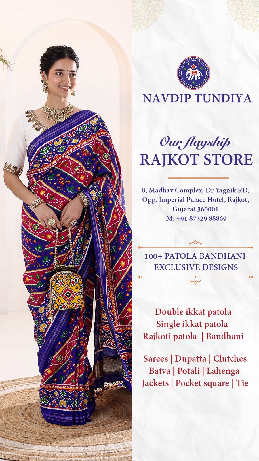 patolaby_navdiptundiya Facebook ad: Exclusive Patola-Bandhani Rajkot Showroom