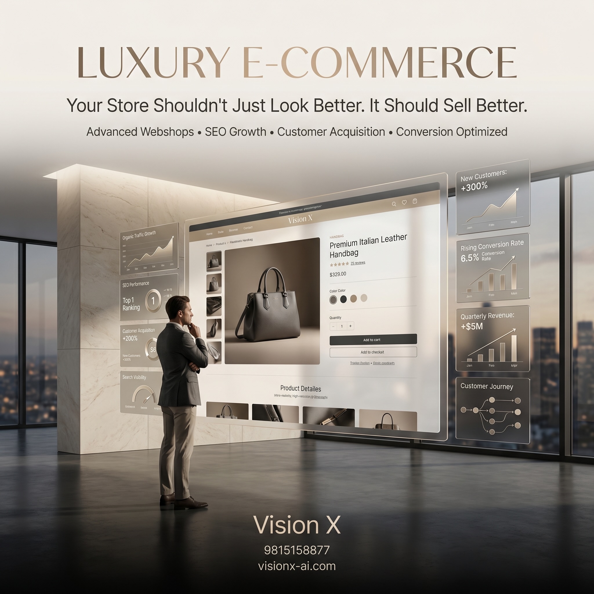 VisionX.AI Business Solutions Facebook ad: Most websites look like websites.