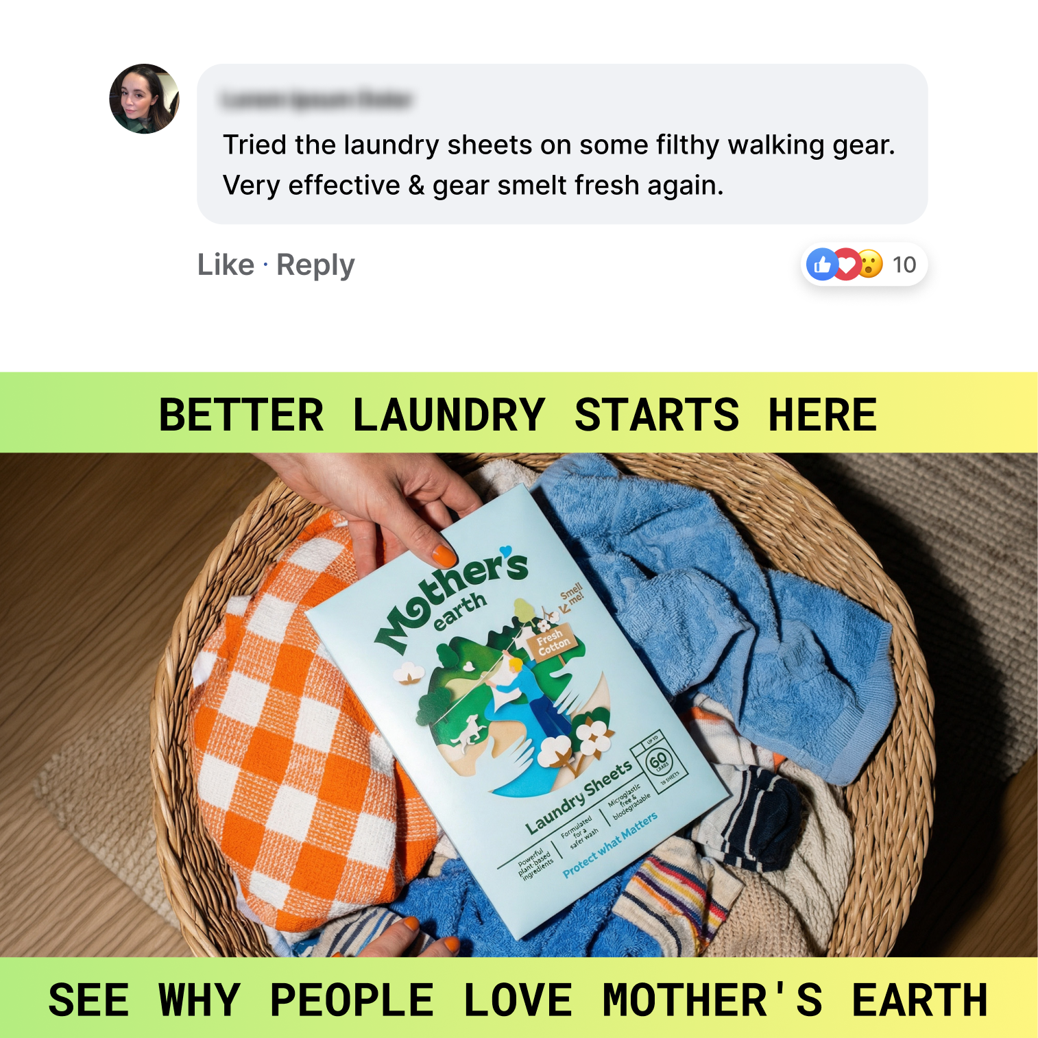 Mothers Earth Facebook ad